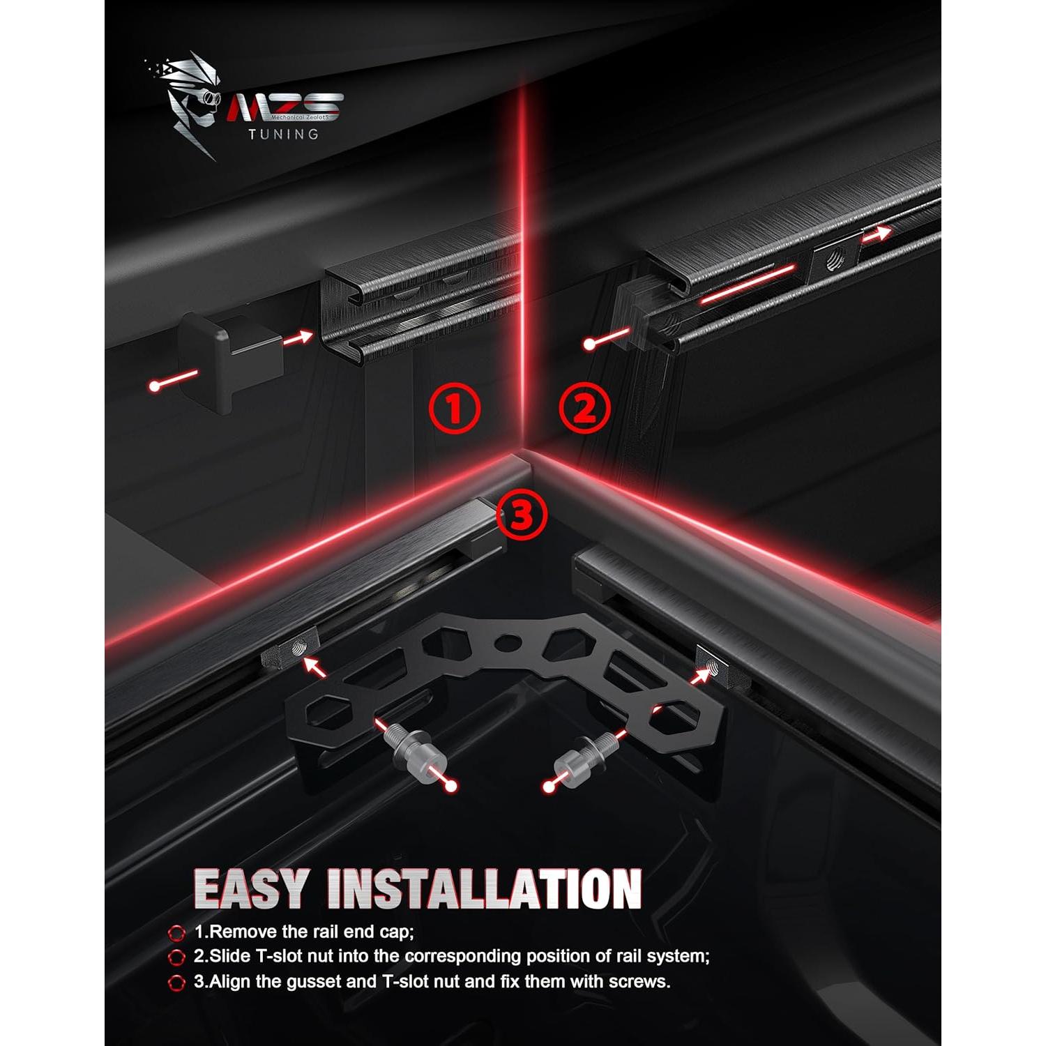 Gussets de Esquina MZS para Cama de Camión Tacoma 2005-2015/2024-2025