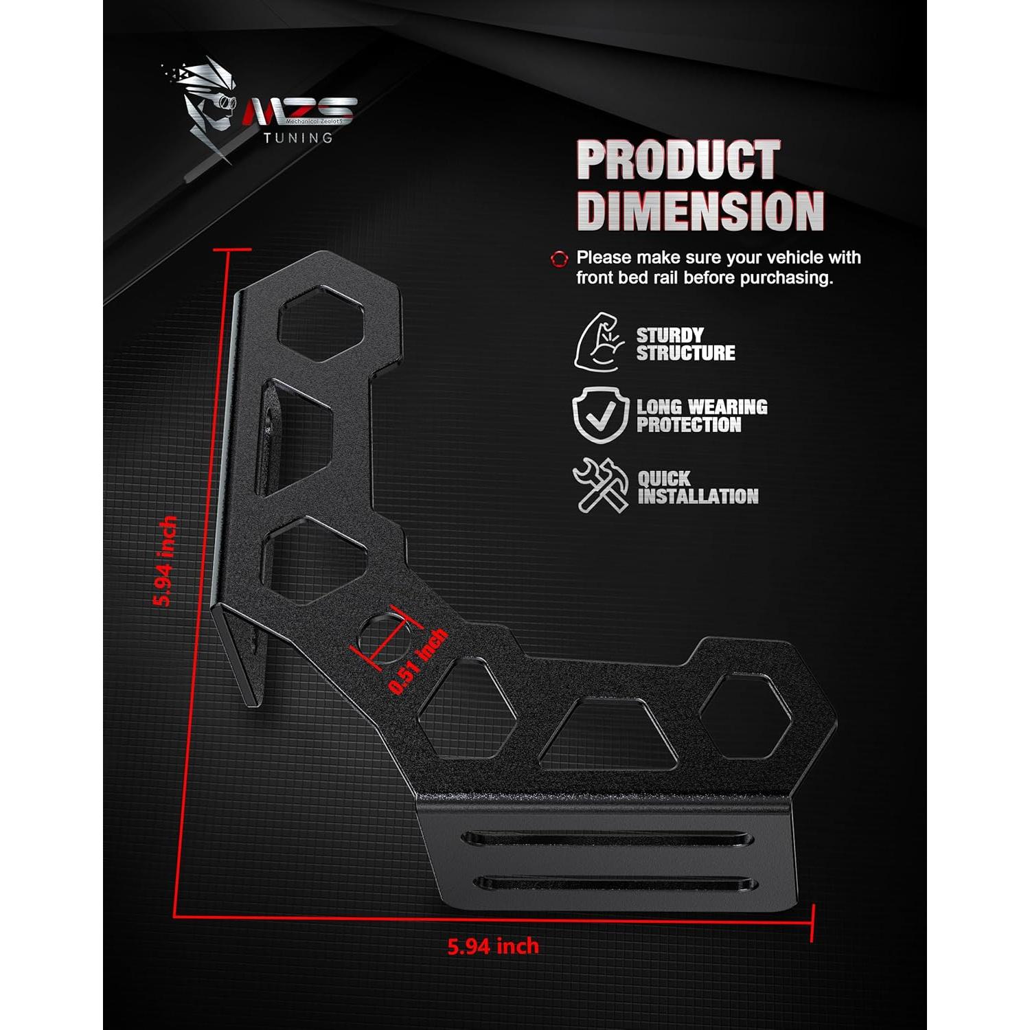 Gussets de Esquina MZS para Cama de Camión Tacoma 2005-2015/2024-2025