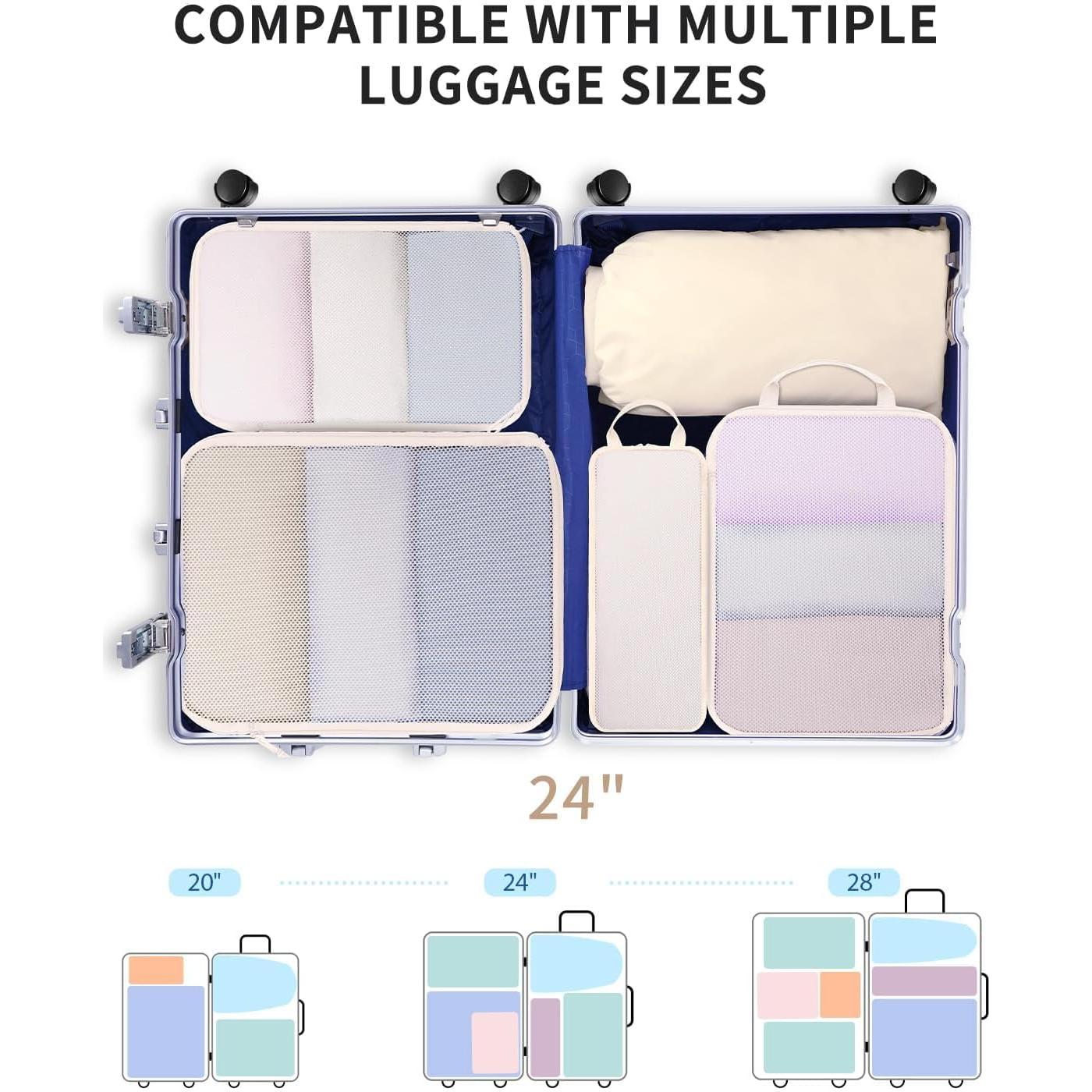 Set de 7 Cubos de Compresión para Viaje Ceneda - Beige