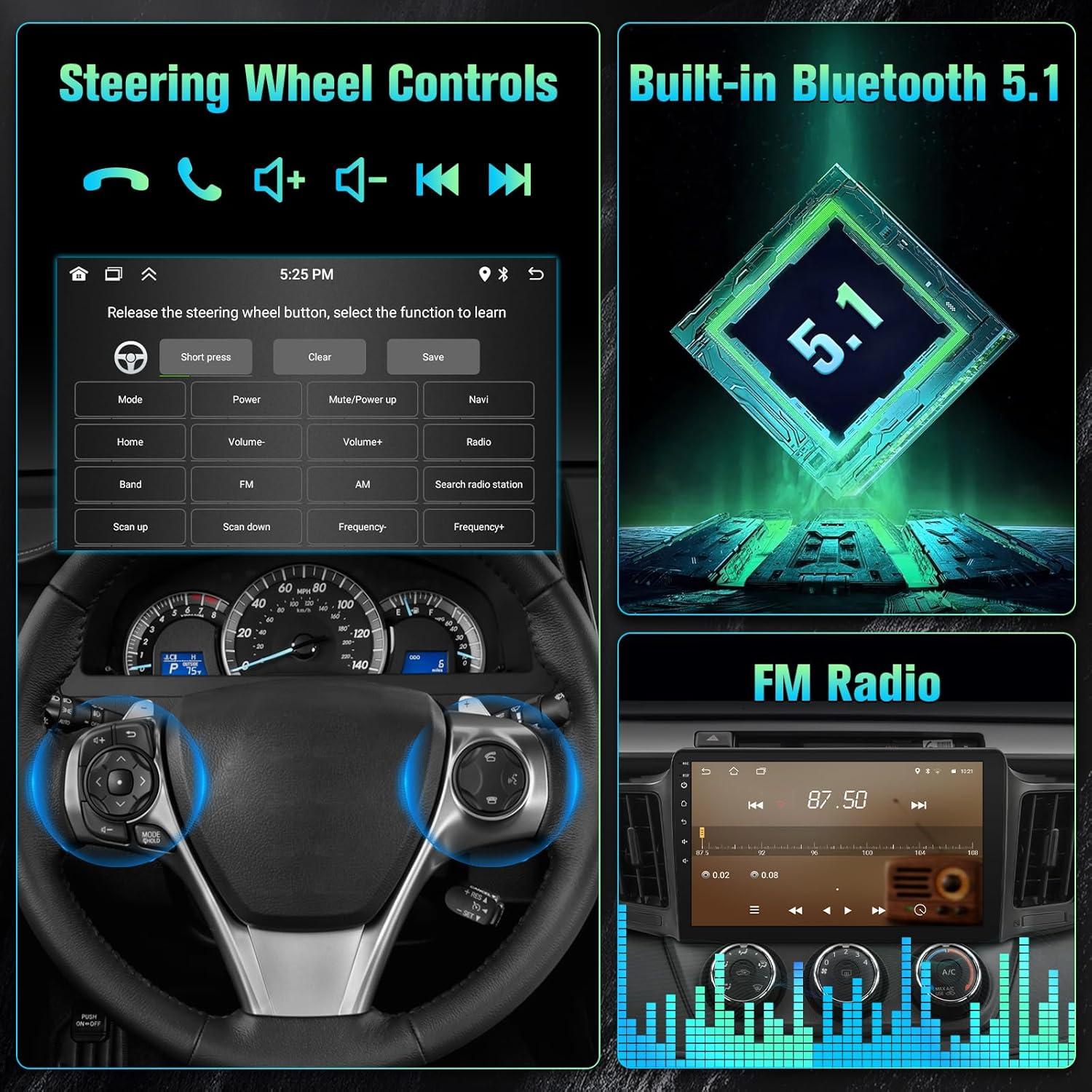 Radio Estéreo para Toyota RAV4 2013-2018 con Carplay y Android Auto