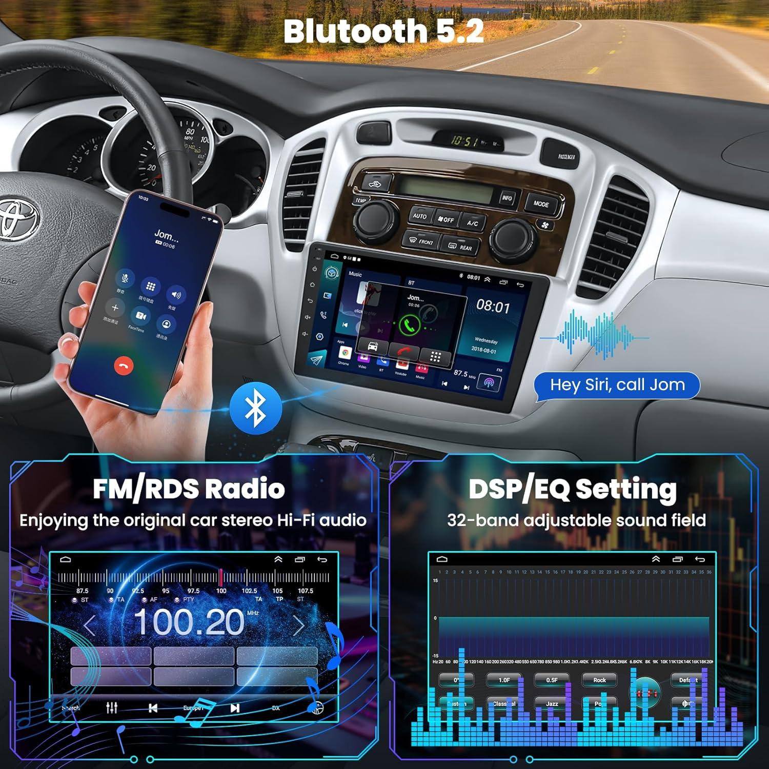 Car Radio for Toyota Highlander 2000-2007 Head Unit with Wireless Carplay&Android Auto,4+64GB 9 Inch Car Stereo with Voice Control GPS SWC FM DSP WiFi Bluetooth 5.2 Backup Camera Mirror Link