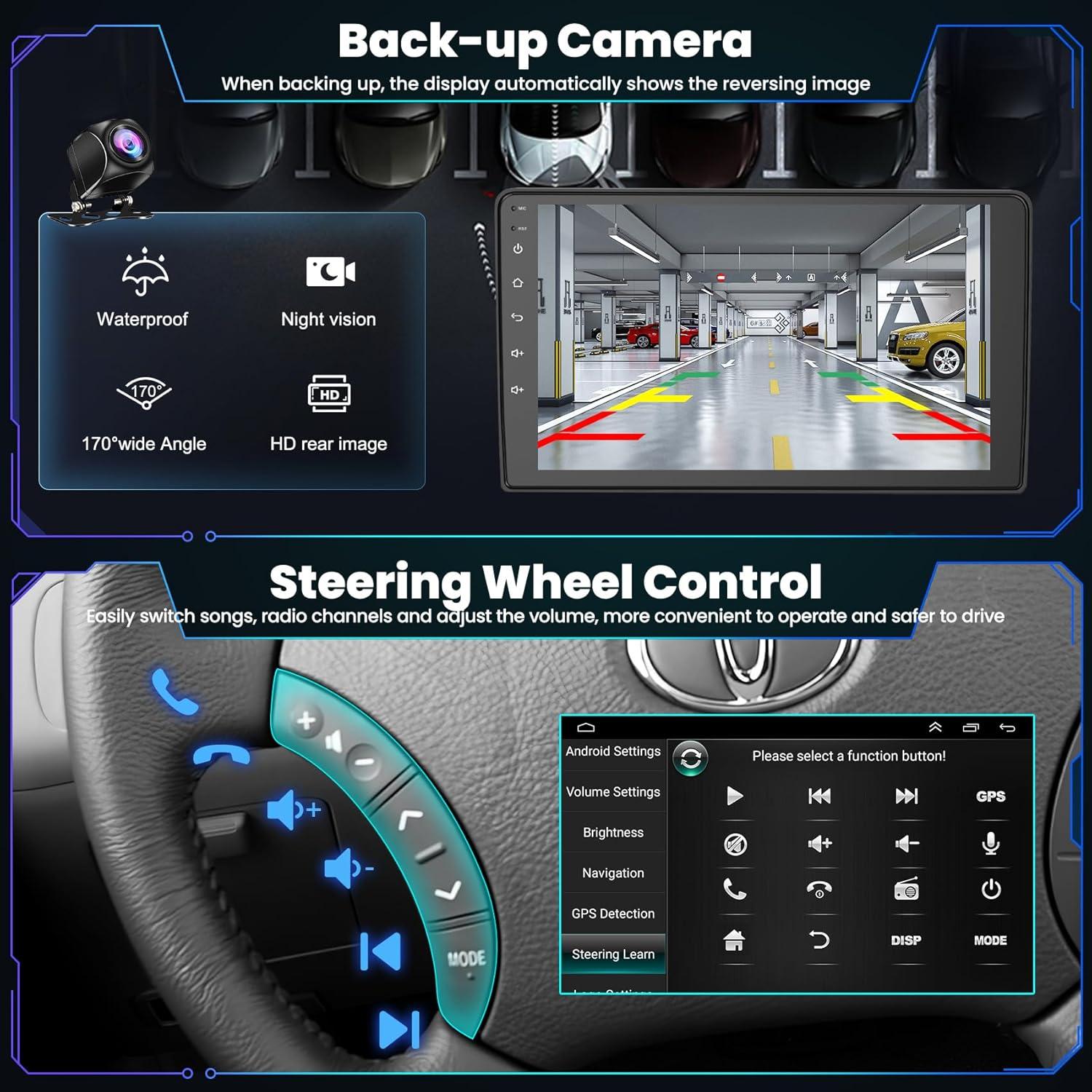 Car Radio for Toyota Highlander 2000-2007 Head Unit with Wireless Carplay&Android Auto,4+64GB 9 Inch Car Stereo with Voice Control GPS SWC FM DSP WiFi Bluetooth 5.2 Backup Camera Mirror Link