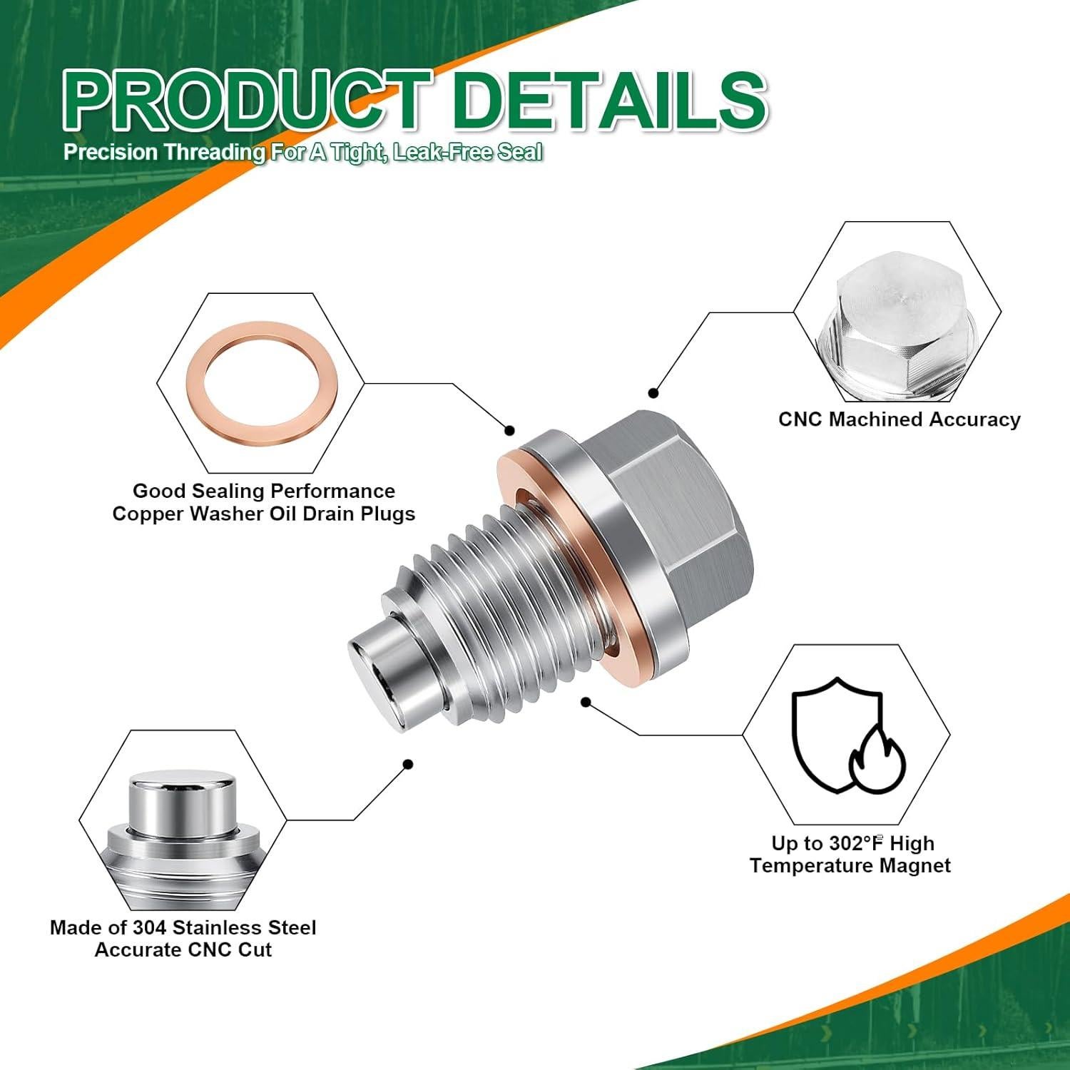 Tapón de Drenaje de Aceite Magnético JUSTTOP M12 x 1.25