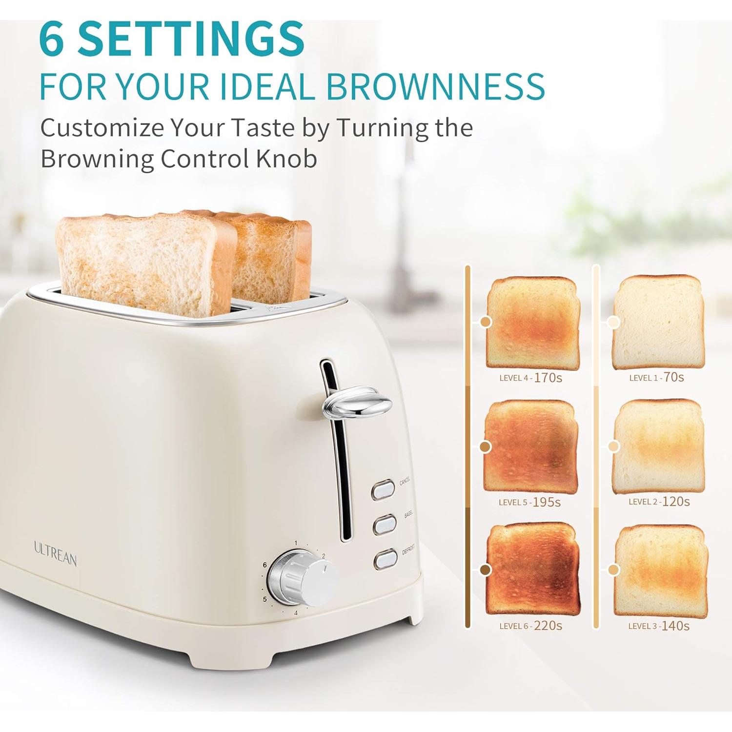 Tostadora Ultrean WT-330C 2 Rebanadas Acero Inoxidable 6 Niveles