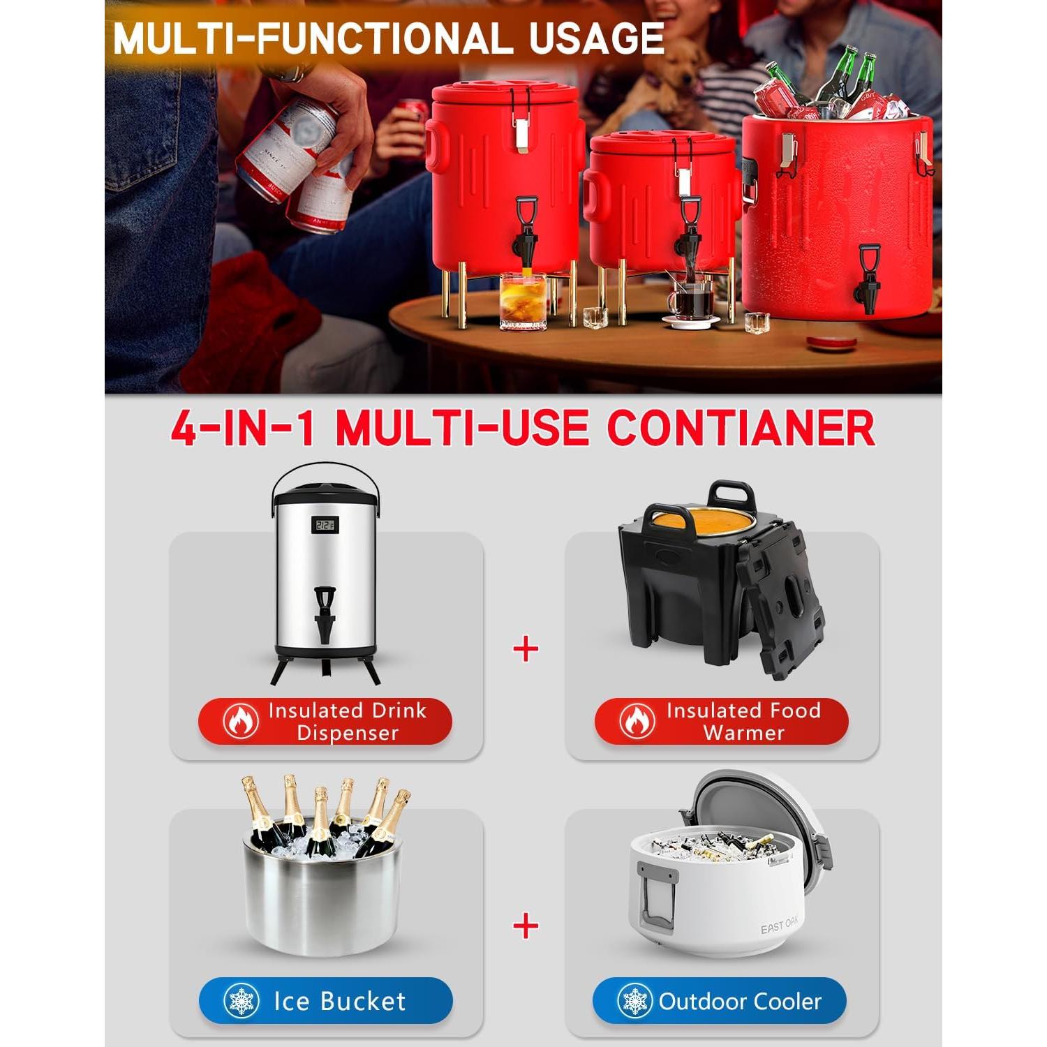 Dispensador de Bebidas Aislado JIVGDN 13.25L Rojo para Fiestas