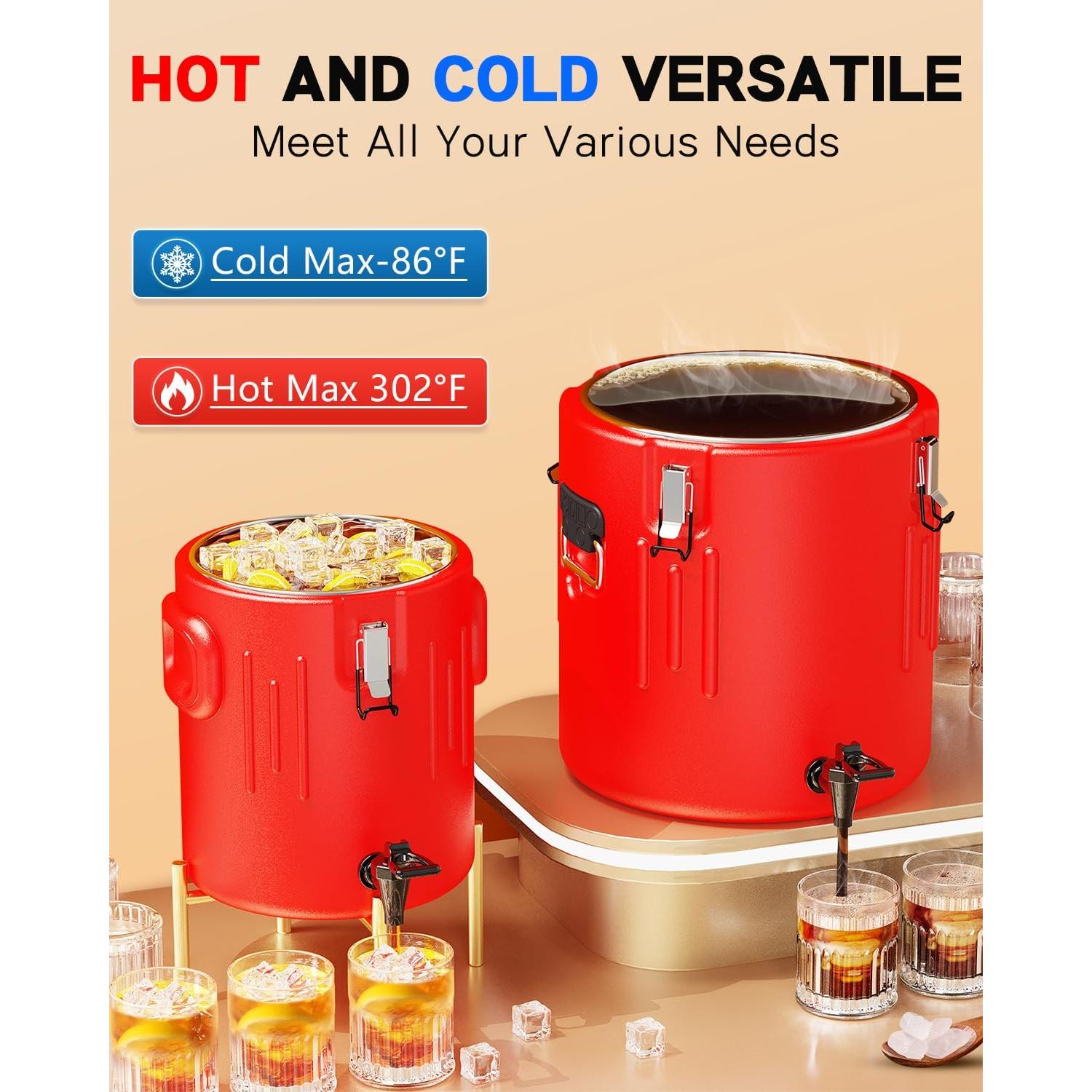 Dispensador de Bebidas Aislado JIVGDN 13.25L Rojo para Fiestas