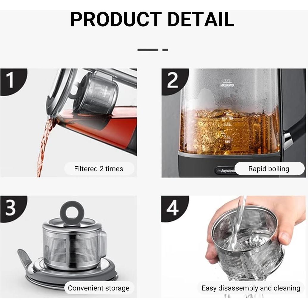 Hervidor de Té Joydeem 1.7L Eléctrico con Infusor Automático
