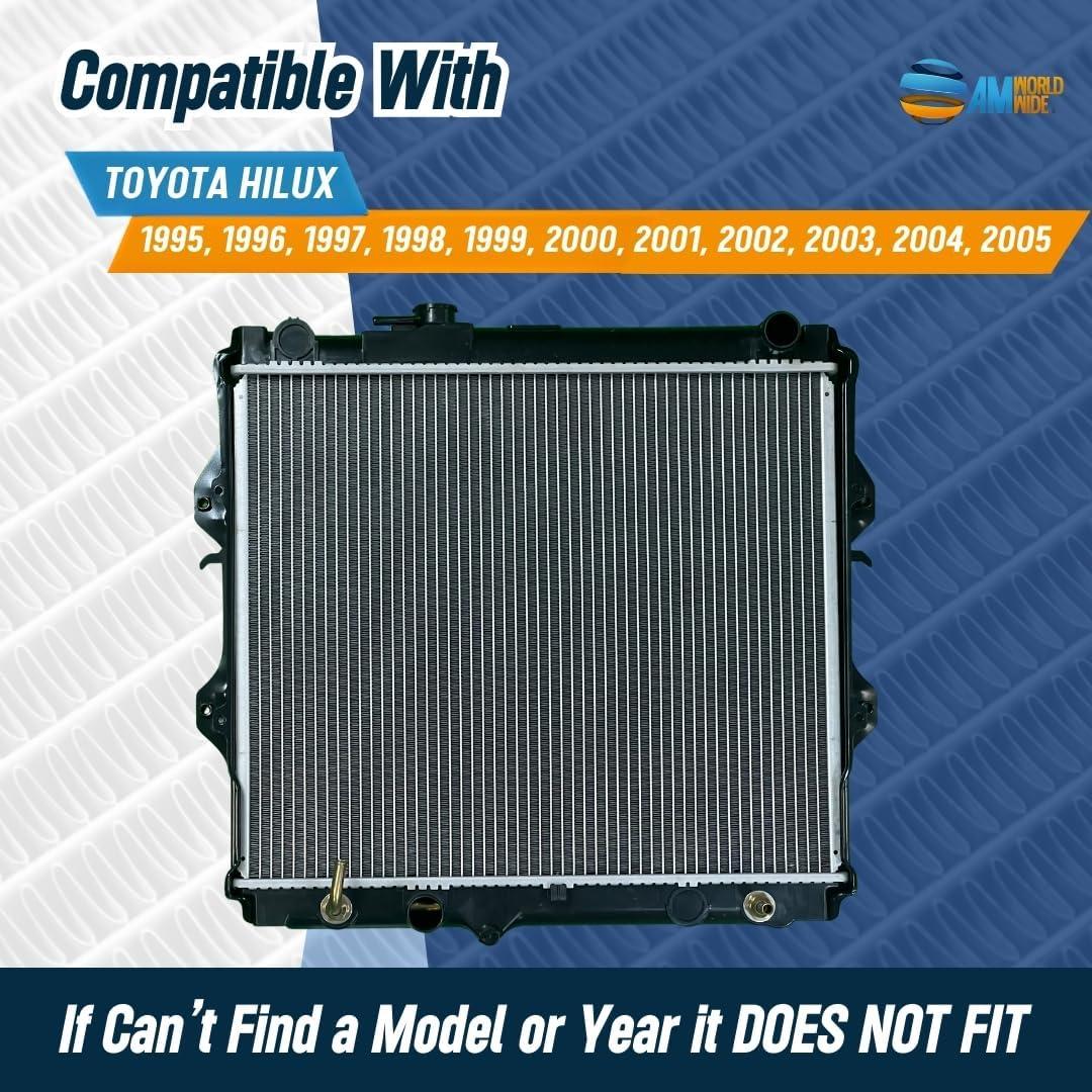 Radiador de Reemplazo AM Worldwide para Toyota Hilux 1995-2005 450x528x26mm