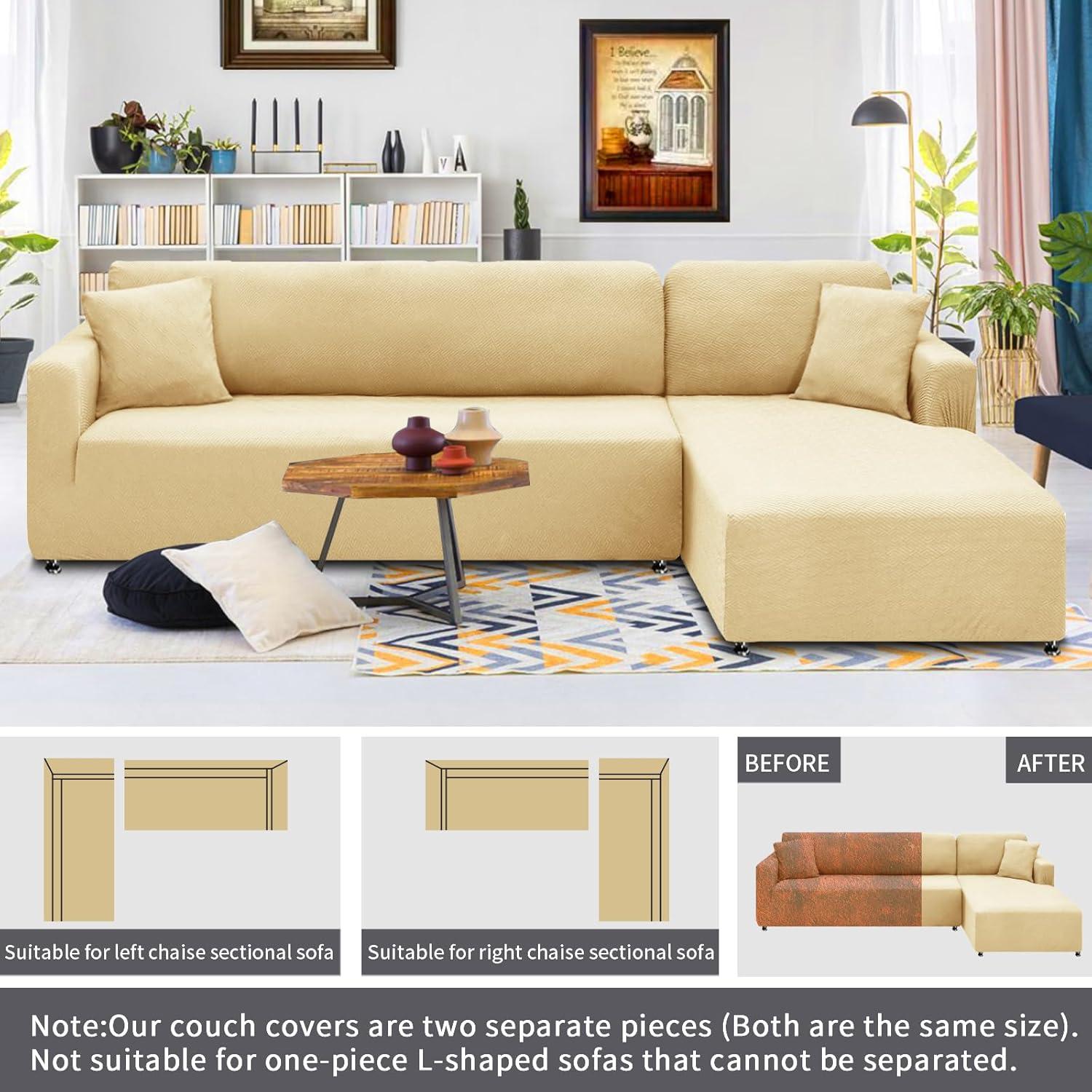 Cubierta de Sofá Seccional XINEAGE Beige 2 Piezas 3+2 Asientos