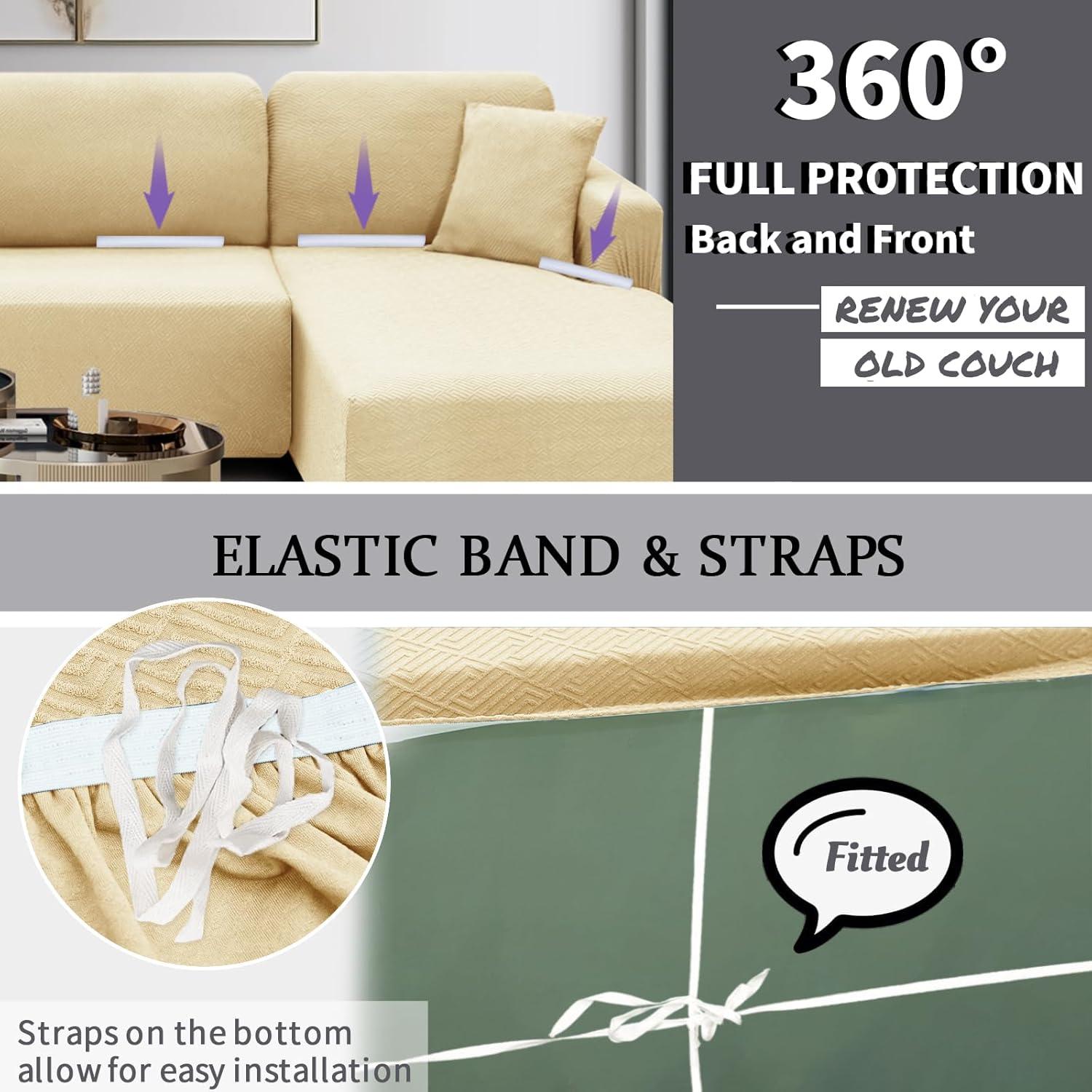 Cubierta de Sofá Seccional XINEAGE Beige 2 Piezas 3+2 Asientos