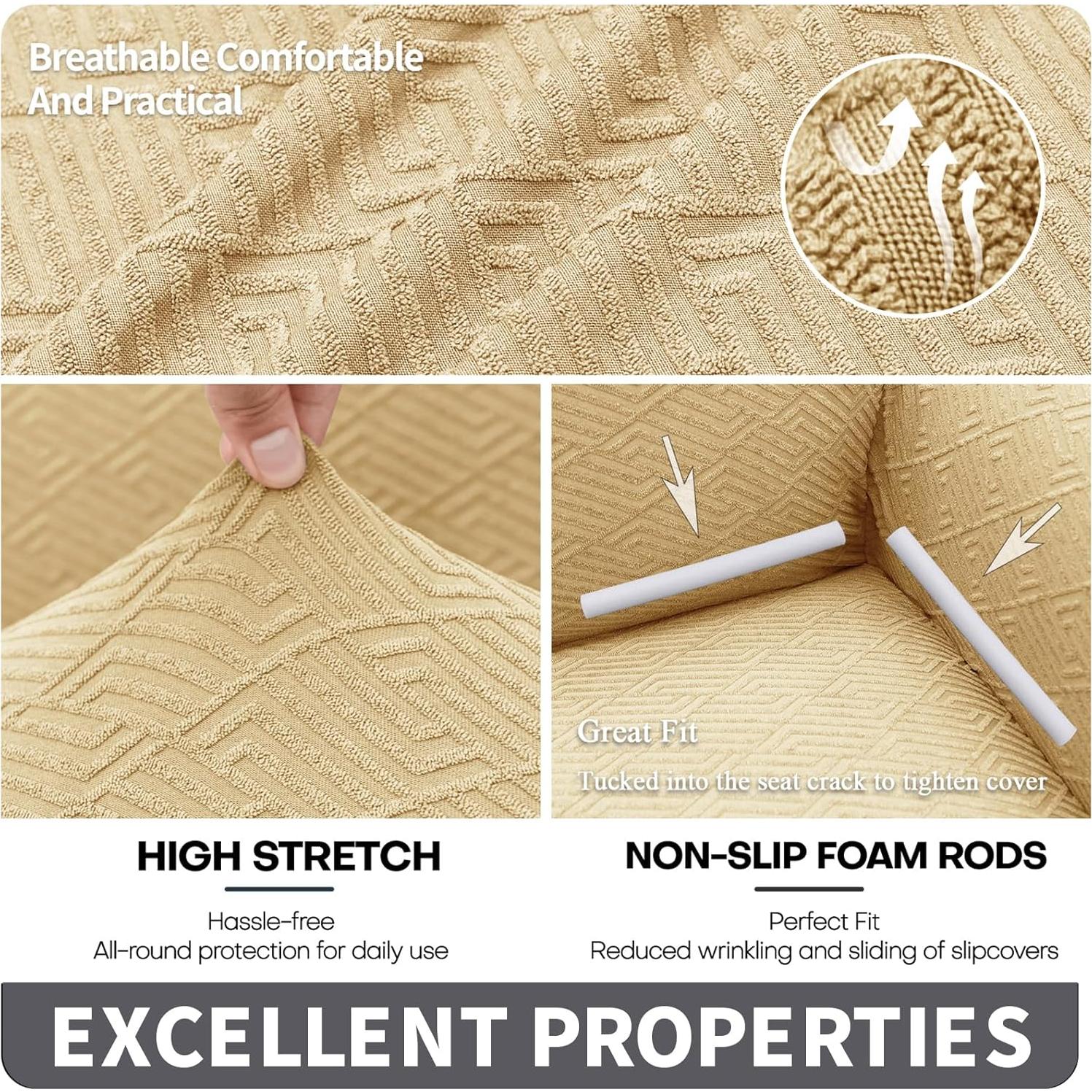 Cubierta de Sofá Seccional XINEAGE Beige 2 Piezas 3+2 Asientos