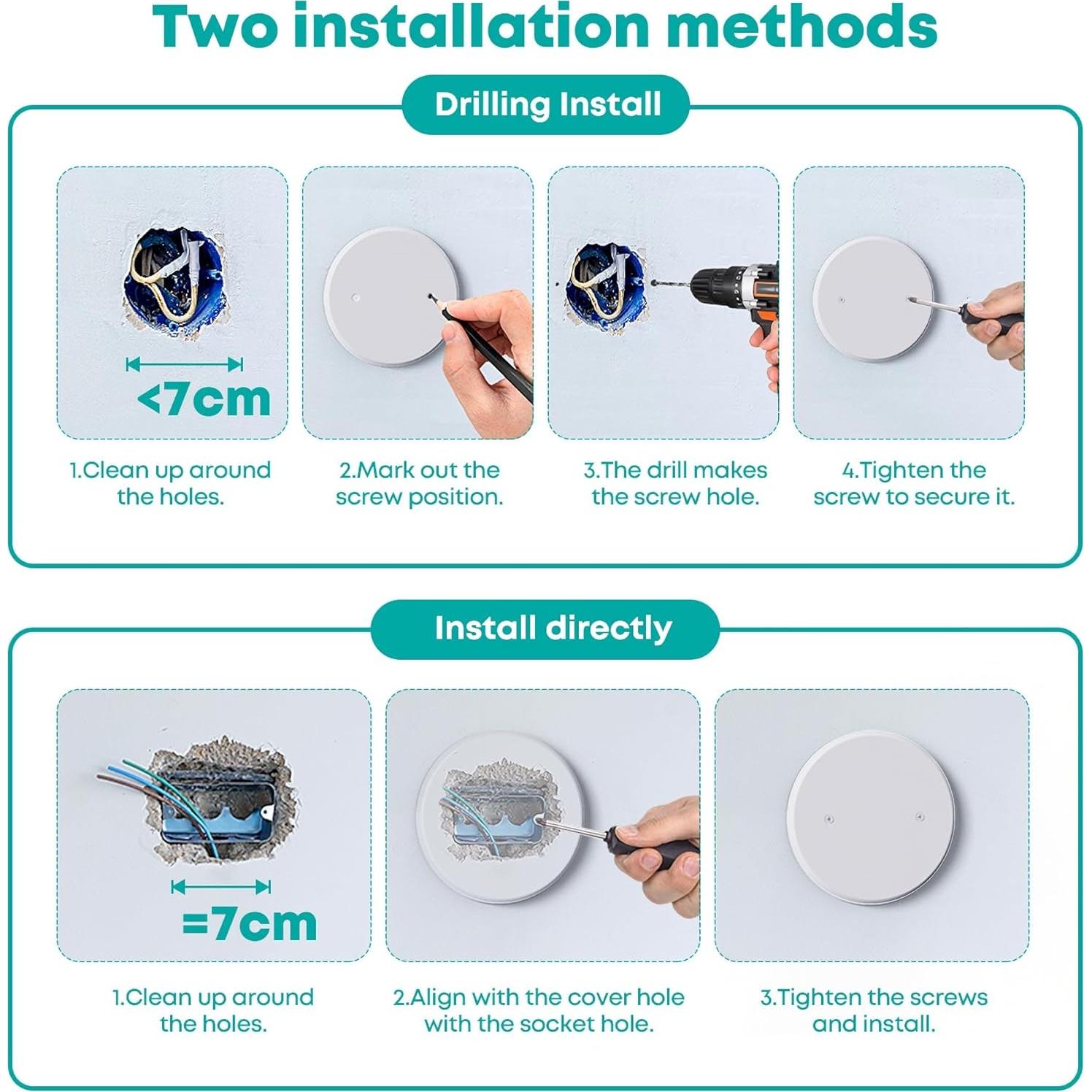 Placa de Cubierta de Techo Wuno Shop 5" Redonda Metal Blanca