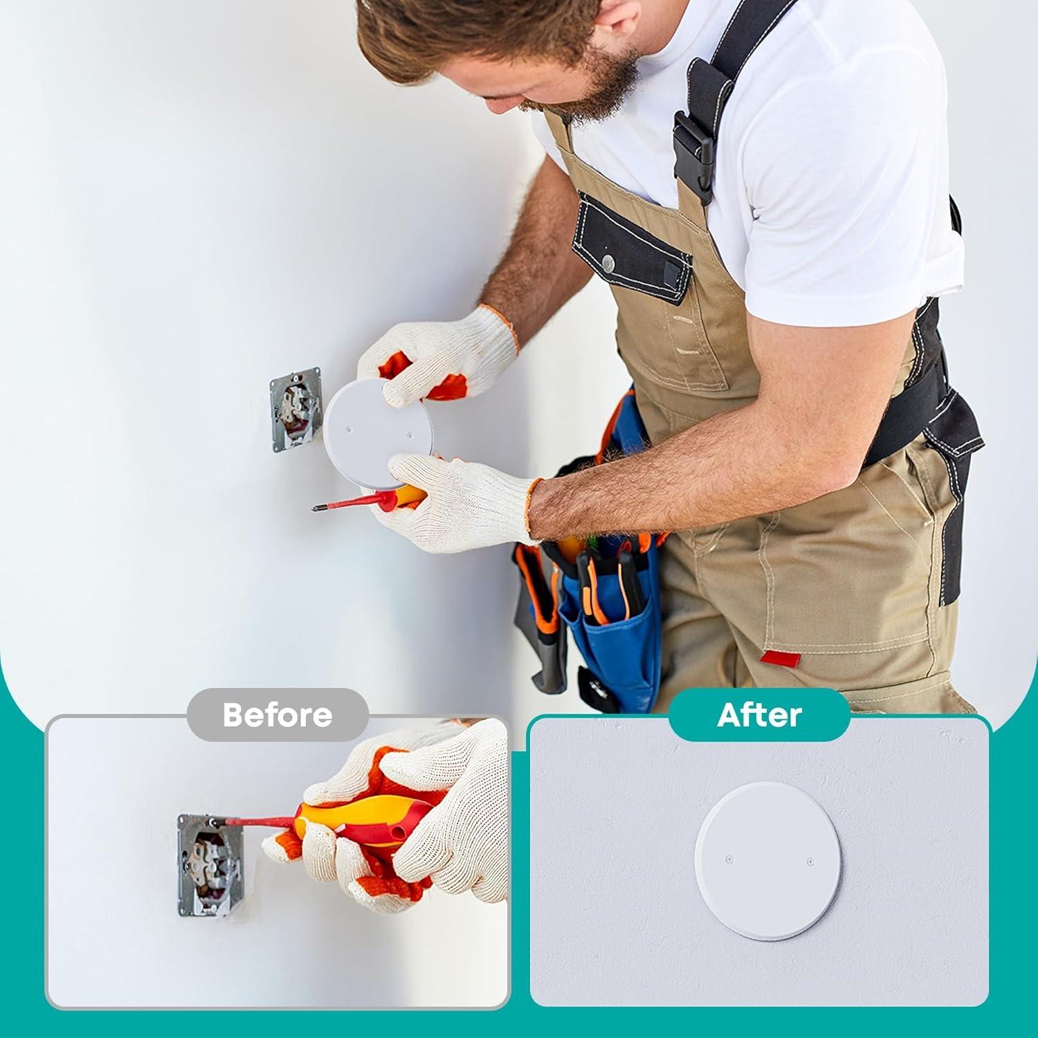 Placa de Cubierta de Techo Wuno Shop 5" Redonda Metal Blanca