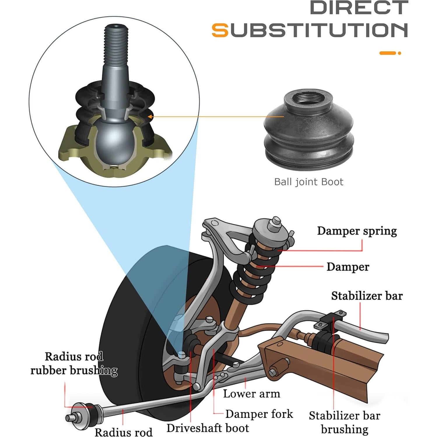 6 Piezas Bota de Barra de Dirección SCUARI 2193QTFCT001 Goma