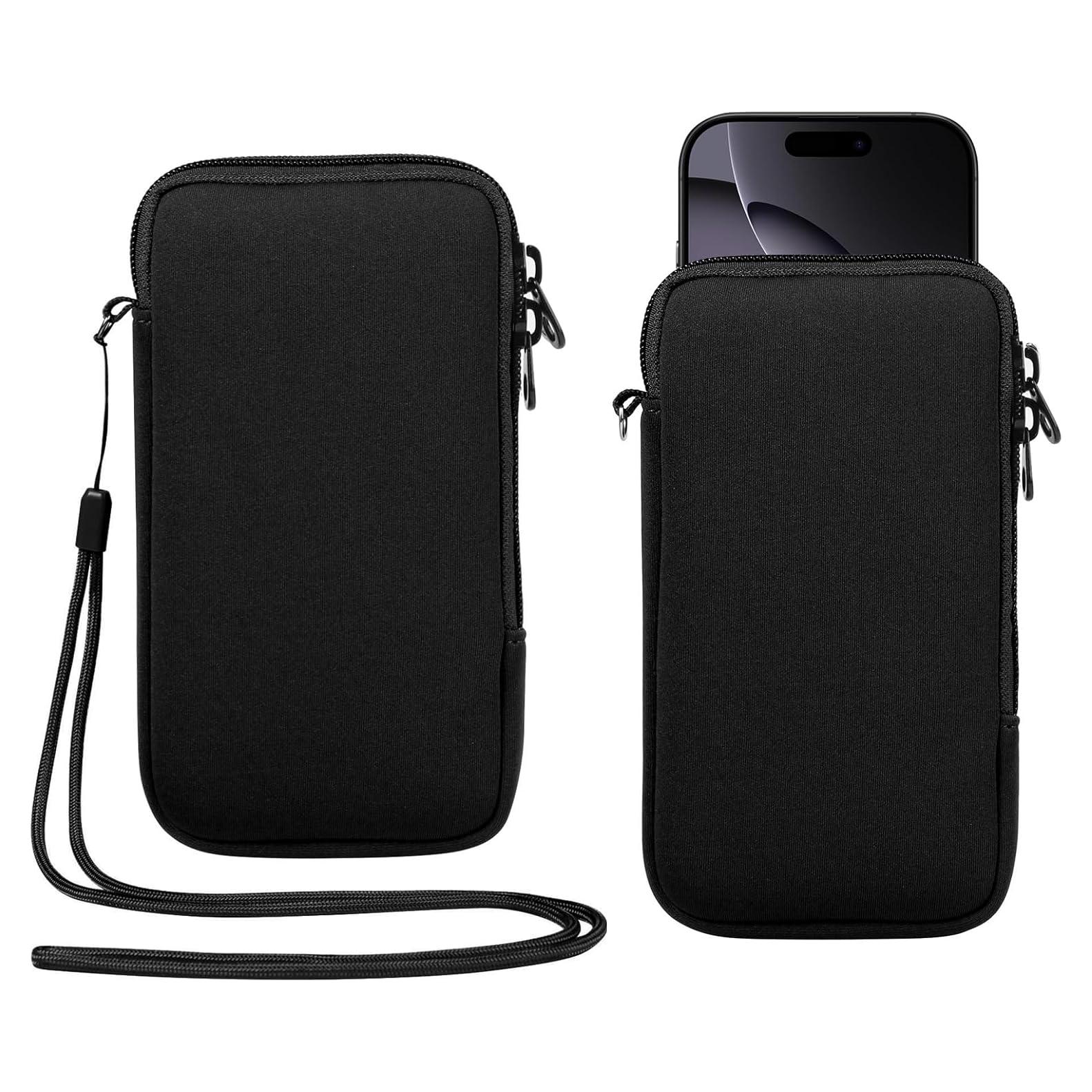 Funda de Neopreno YICHEEY con Correa para Teléfono Negro Mediano