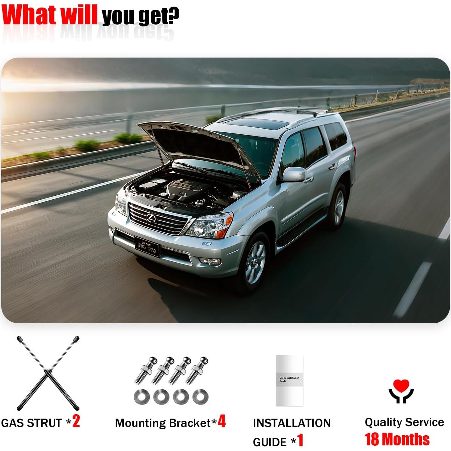 Soportes de Gas IAQWE 95588 para Lexus GX470 y Toyota 4Runner