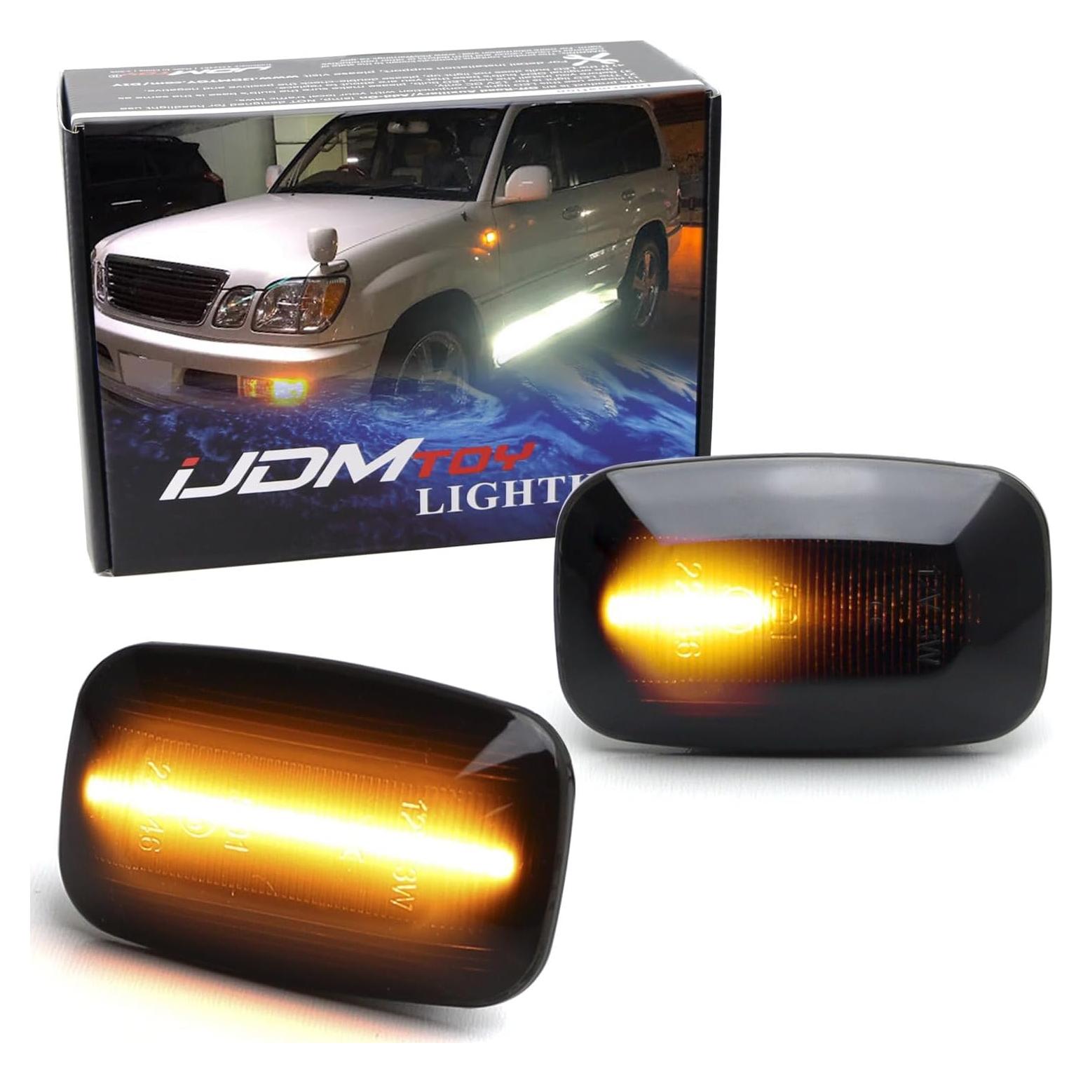 Kit de Luz de Marcador Lateral LED iJDMTOY Ámbar Ahumado