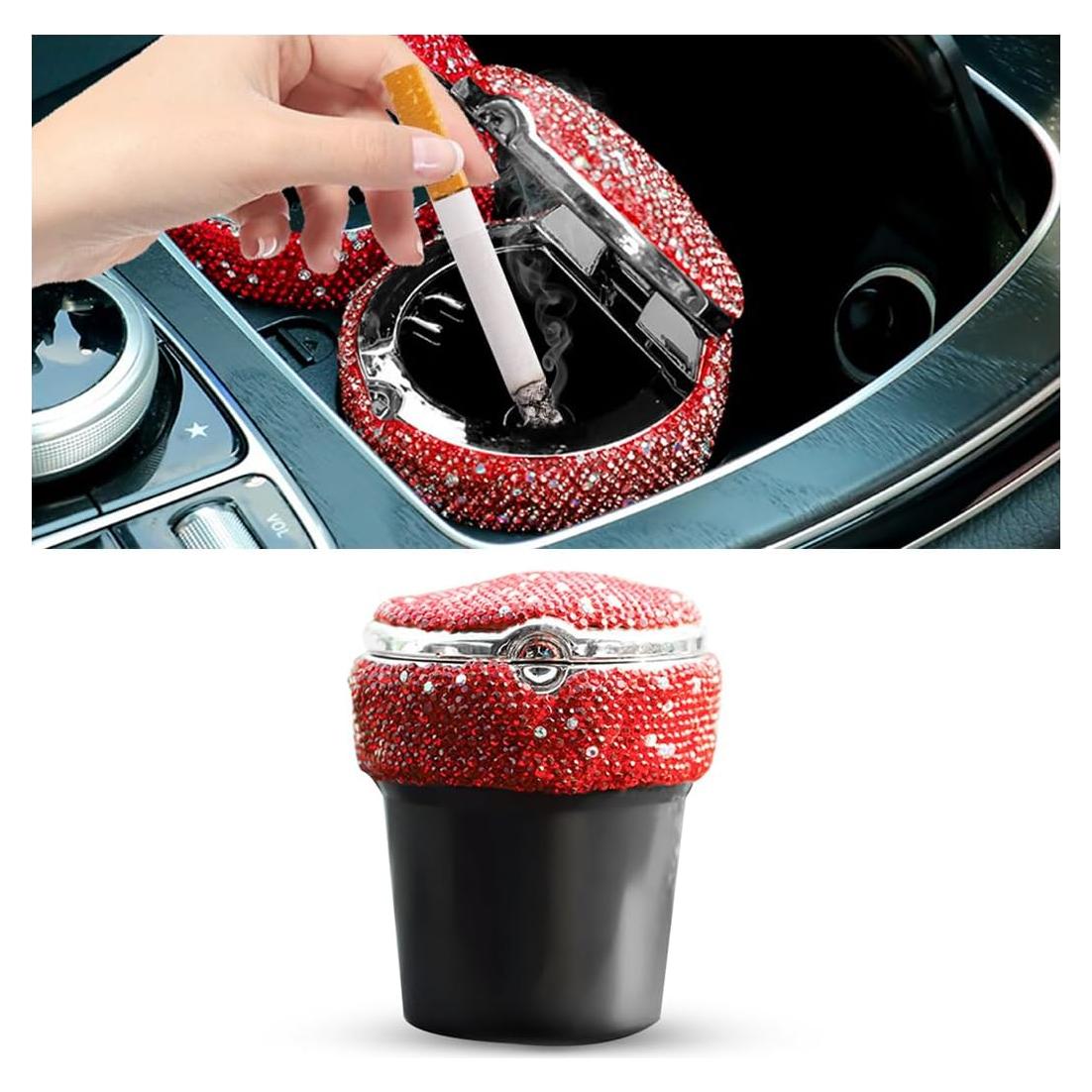 Cenicero de Coche BESULEN Rojo con Tapa y Luz LED