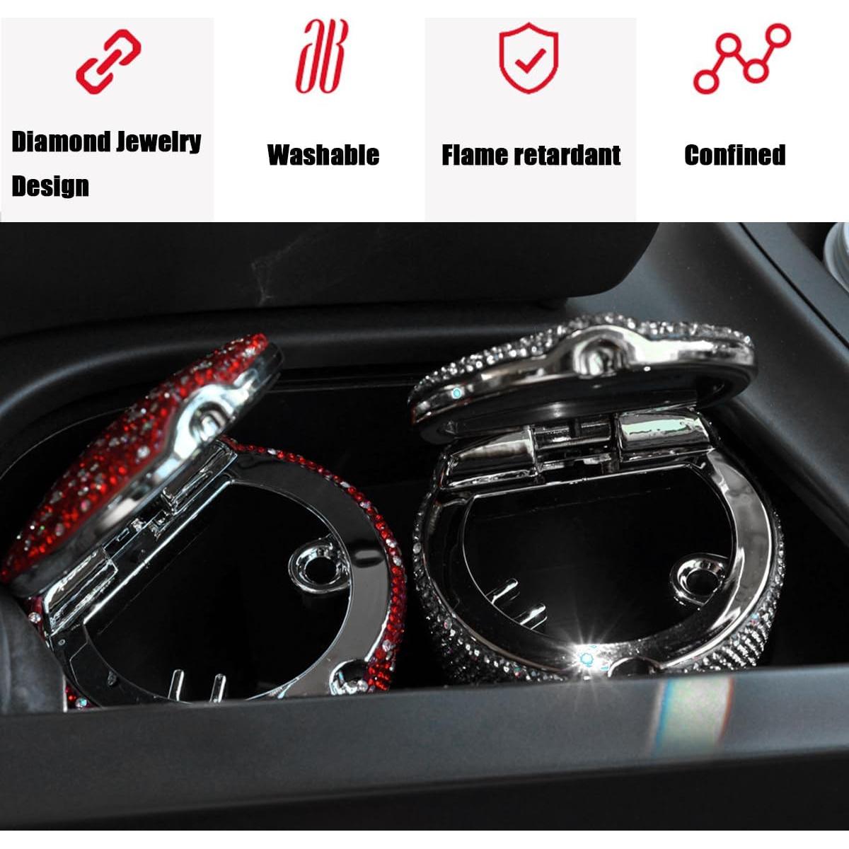 Cenicero de Coche BESULEN Rojo con Tapa y Luz LED