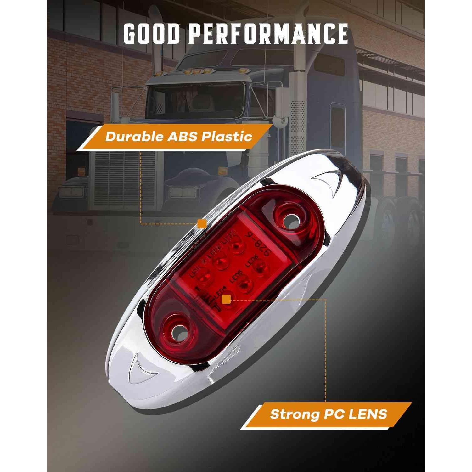 Luz Marcadora LED Roja cciyu 2.5" Bisel Cromado Impermeable