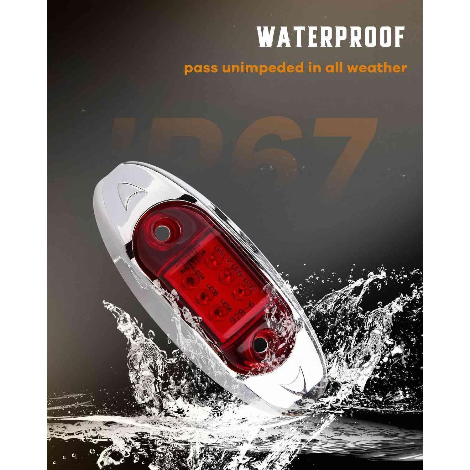 Luz Marcadora LED Roja cciyu 2.5" Bisel Cromado Impermeable