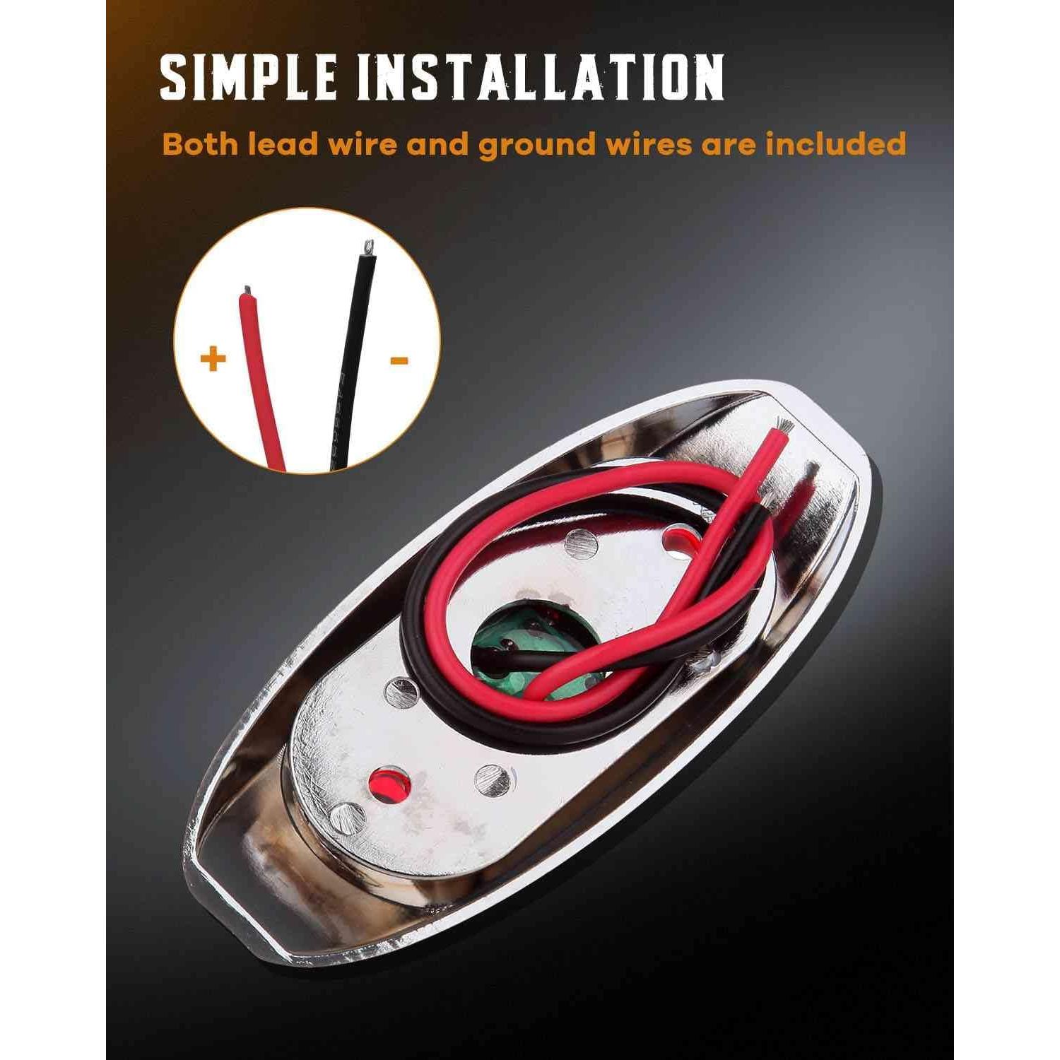 Luz Marcadora LED Roja cciyu 2.5" Bisel Cromado Impermeable