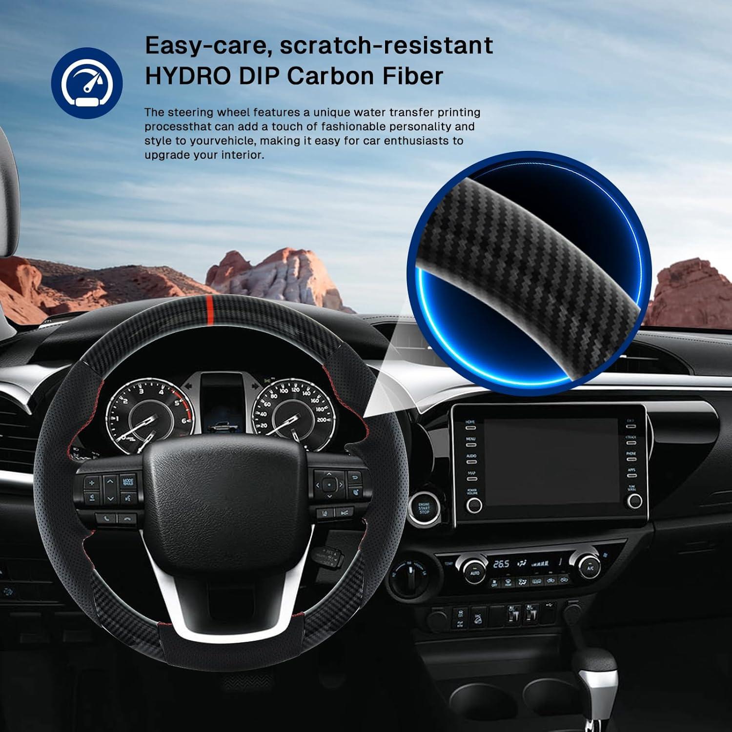 Volante D de fibra de carbono Hydro-Dip VOONKE para Toyota Hilux 2015-2022