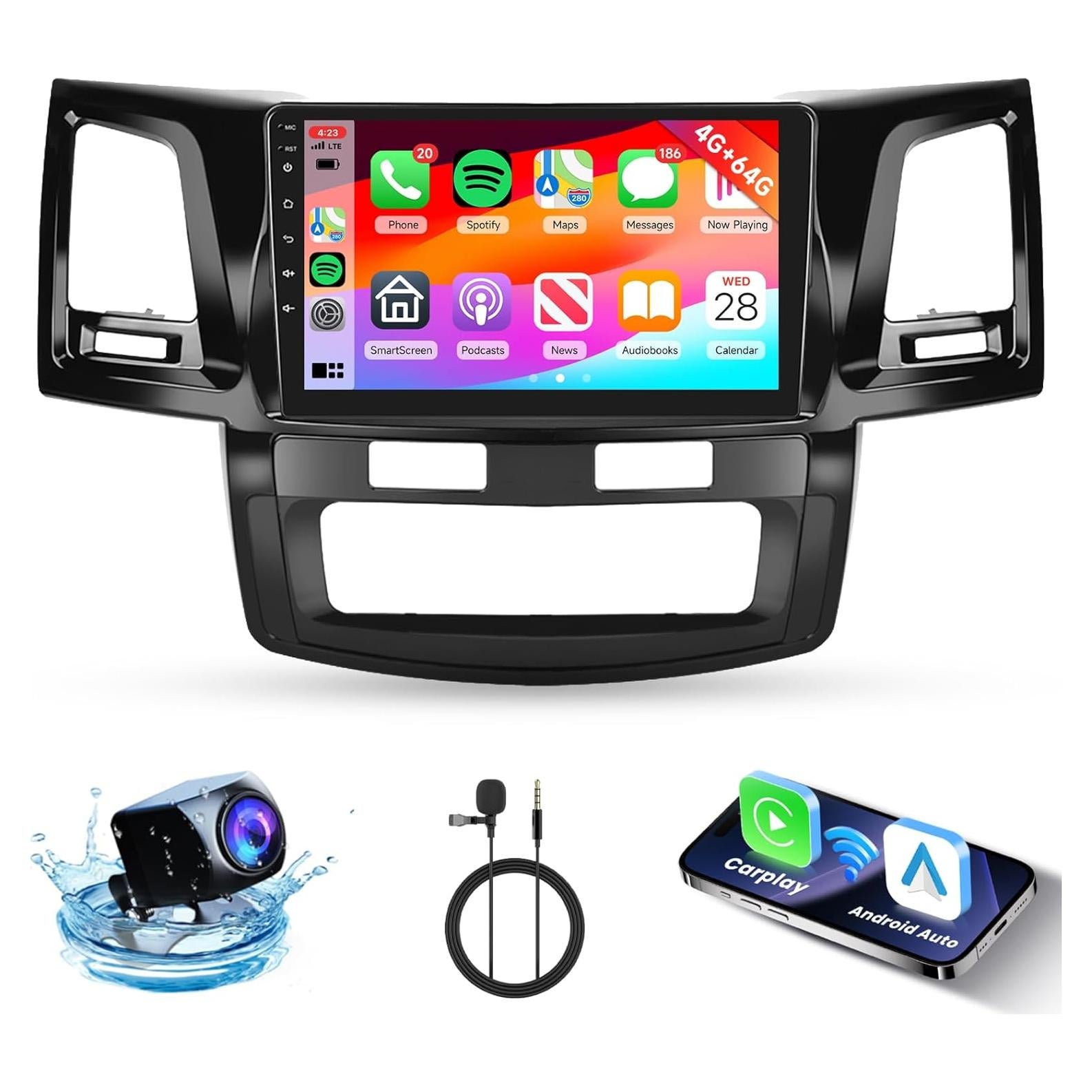 Estéreo Doble Din Hodozzy para Toyota HILUX 2005-2014 9"