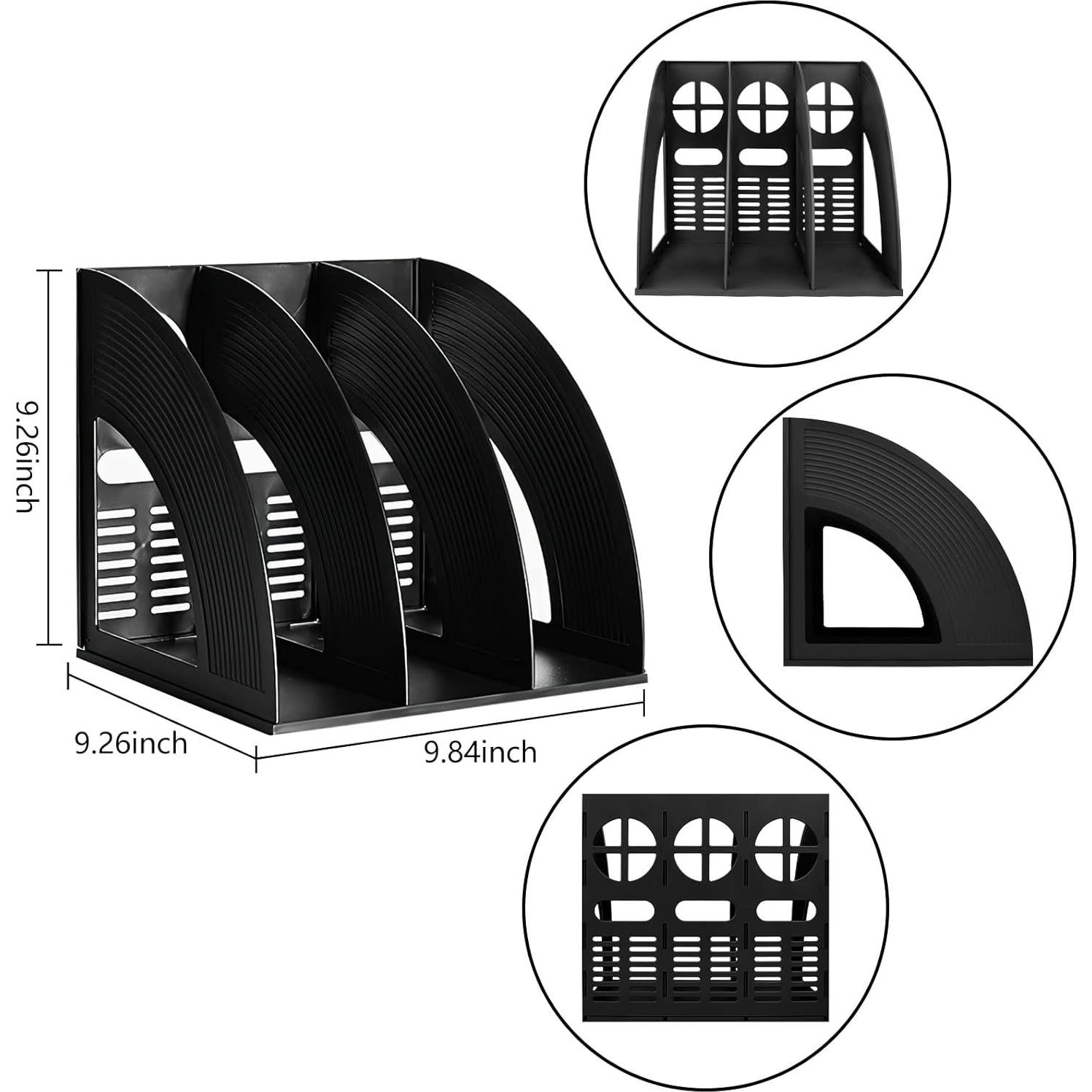 Organizador de Escritorio SAYEEC 3 Compartimentos Negro
