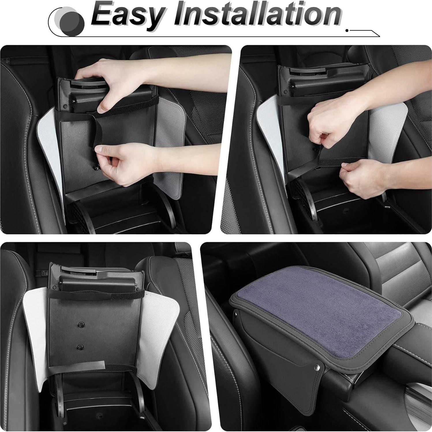 Funda de Consola Central SINGARO de Cuero Gris con Bolsillos