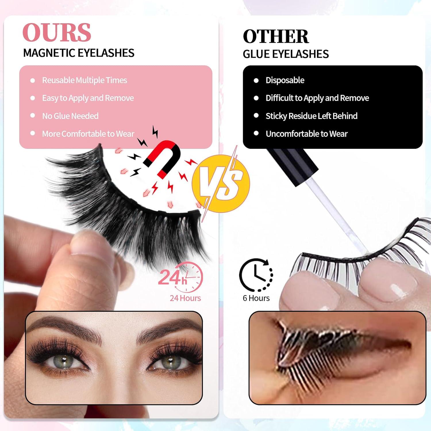 Kit de Pestañas Magnéticas YMOJIA 12 Pares 3D Reutilizables