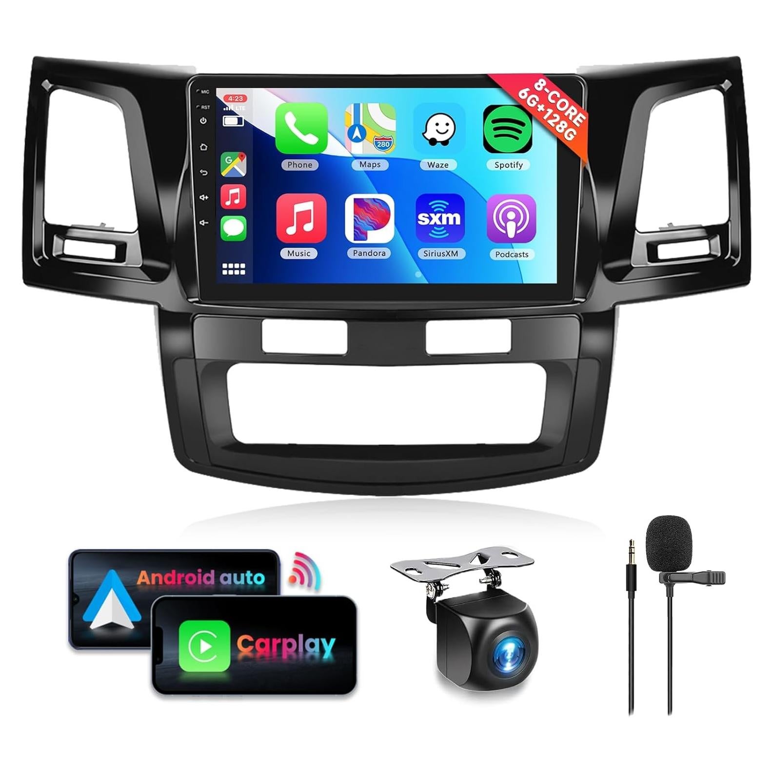 Estéreo para automóvil Podofo 9" Android 13 Toyota Hilux 2005-2014