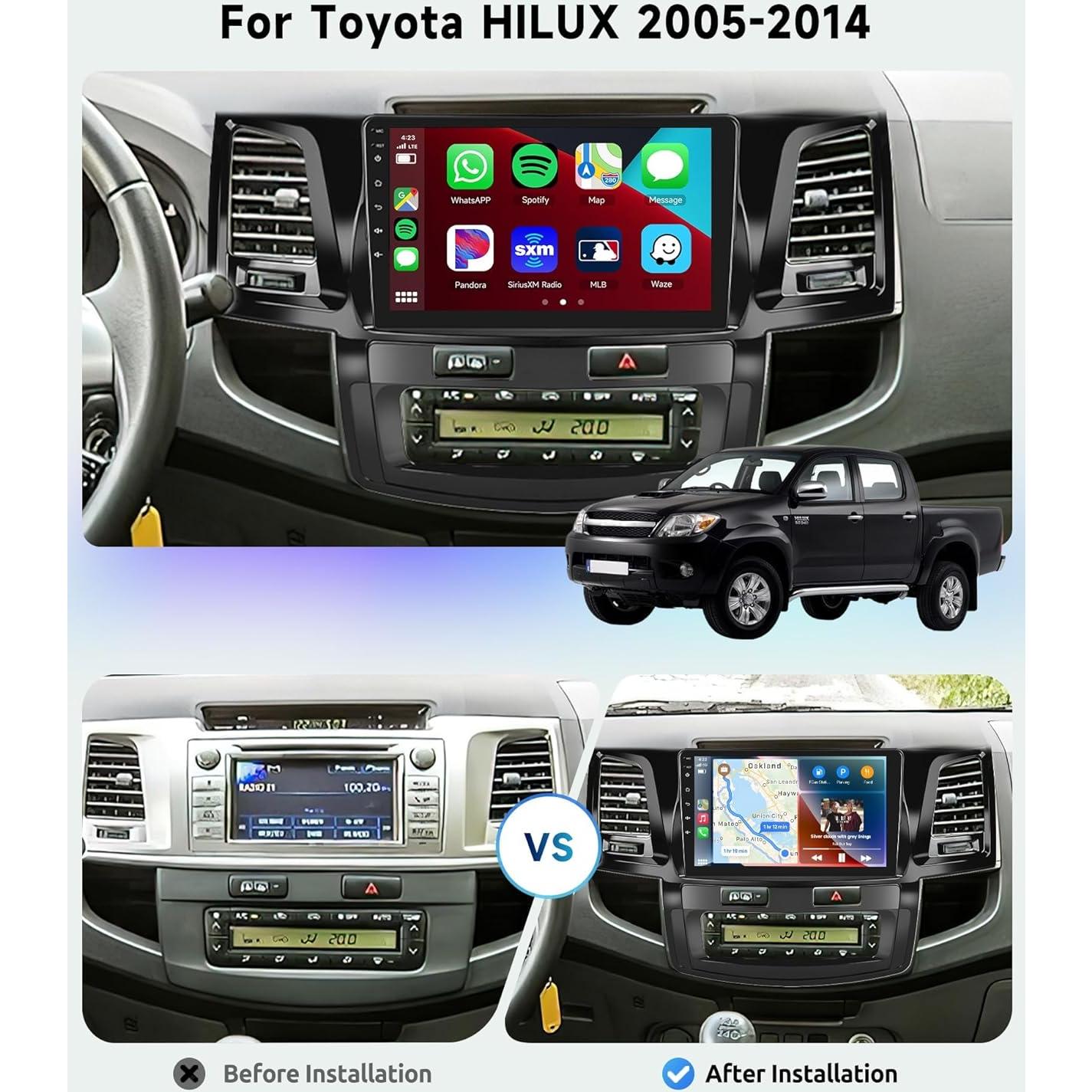 Estéreo para automóvil Podofo 9" Android 13 Toyota Hilux 2005-2014