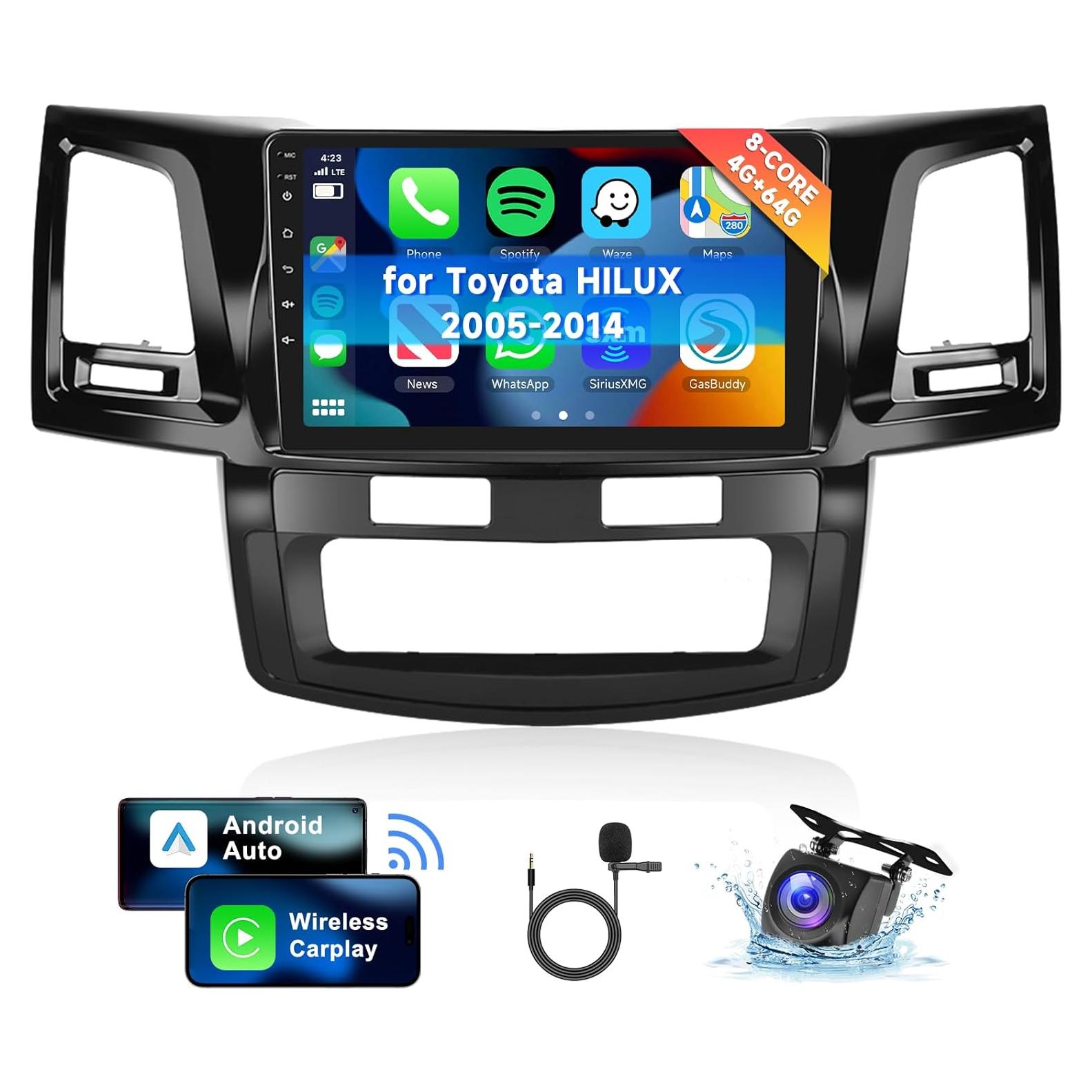 Radio de Coche VECHTEL 8 Núcleos 4G+64G para Toyota HILUX 2005-2014