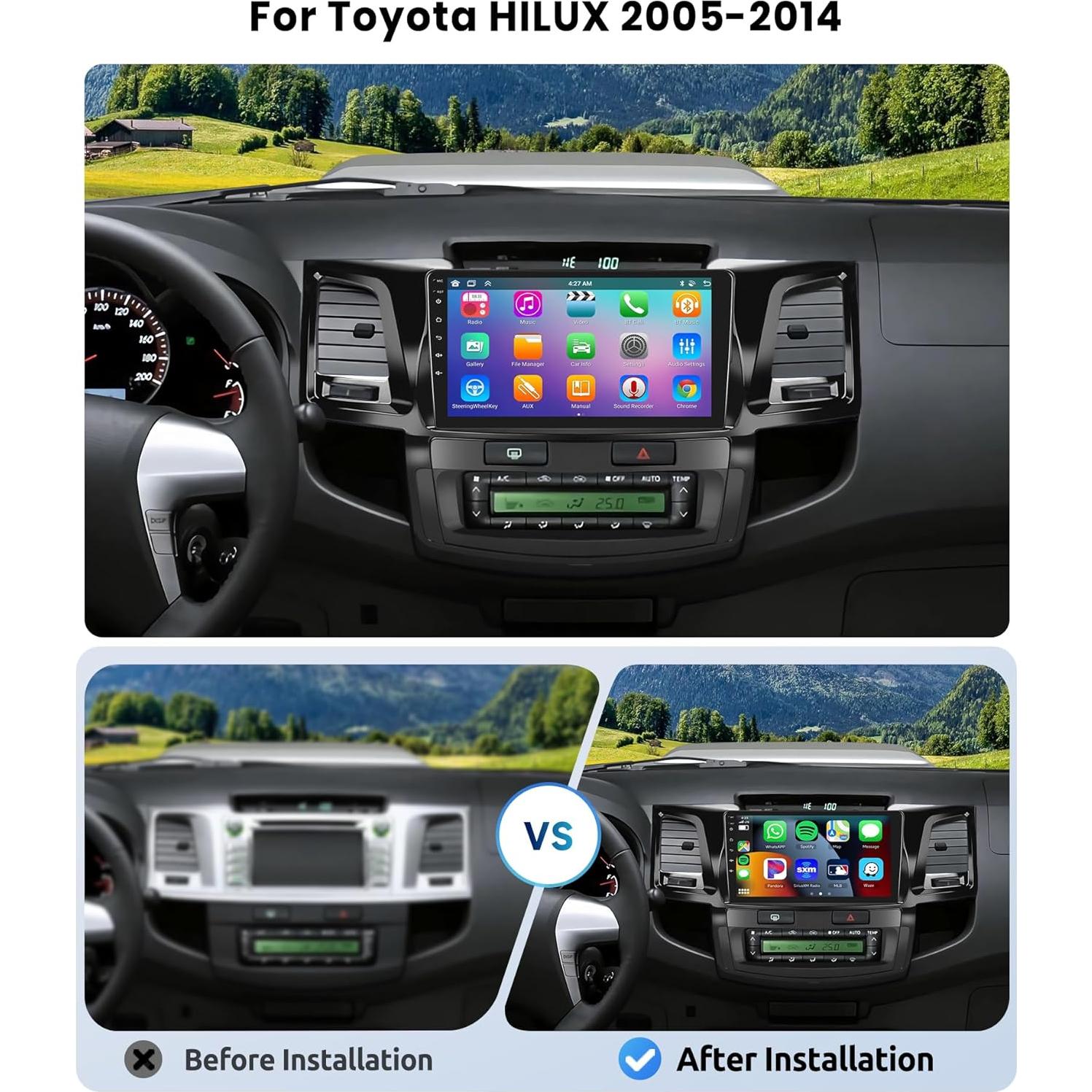 Radio de Coche VECHTEL 8 Núcleos 4G+64G para Toyota HILUX 2005-2014