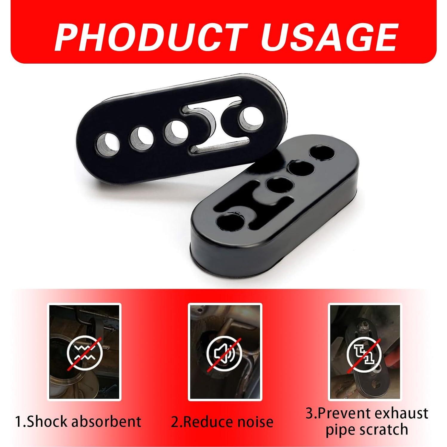 Pack 2 Soportes de Escape de Coche Sinytuto 4 Agujeros Negro