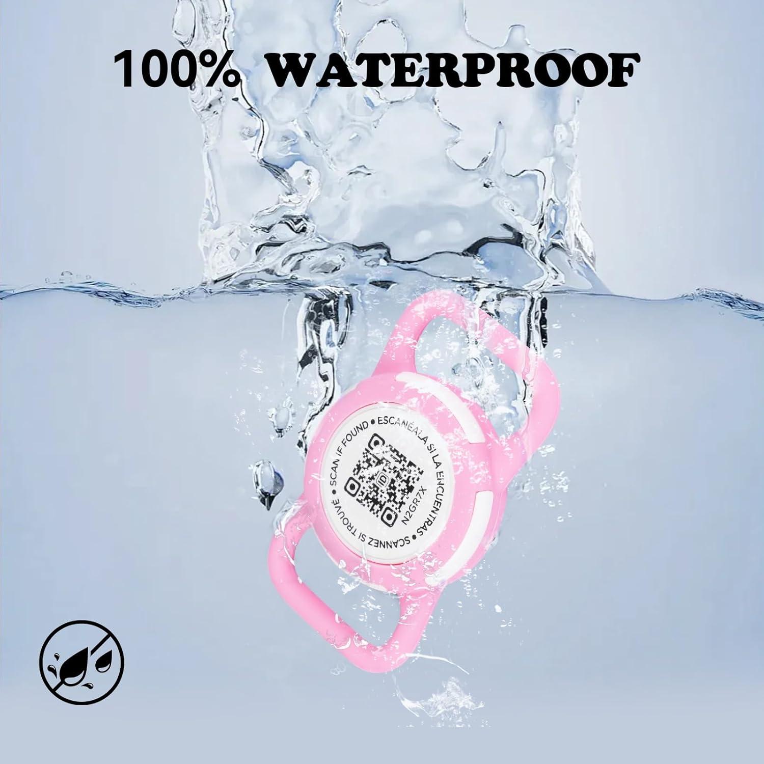 Porta ID de Mascota QR Icitekwan Mini Impermeable Rosa