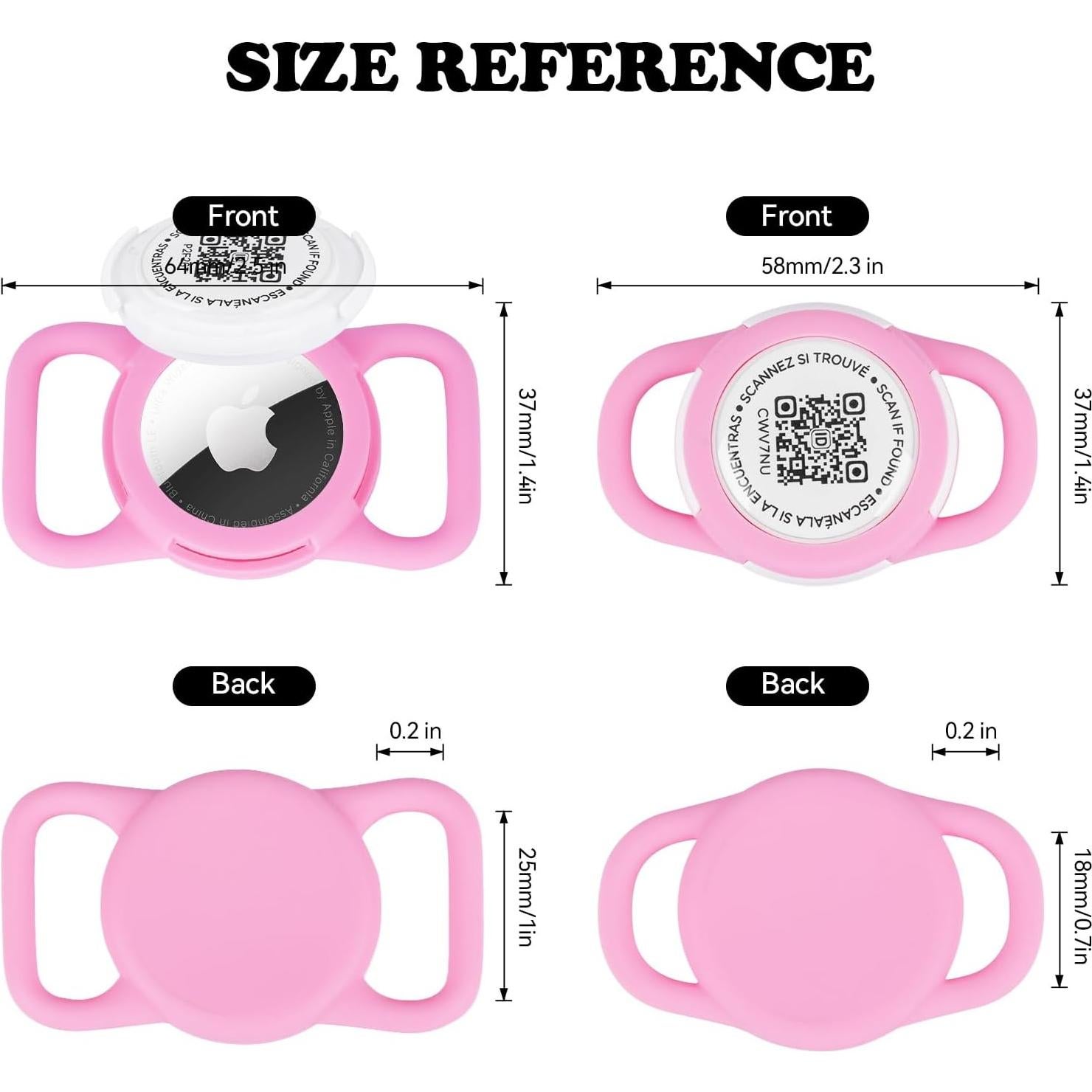 Porta ID de Mascota QR Icitekwan Mini Impermeable Rosa