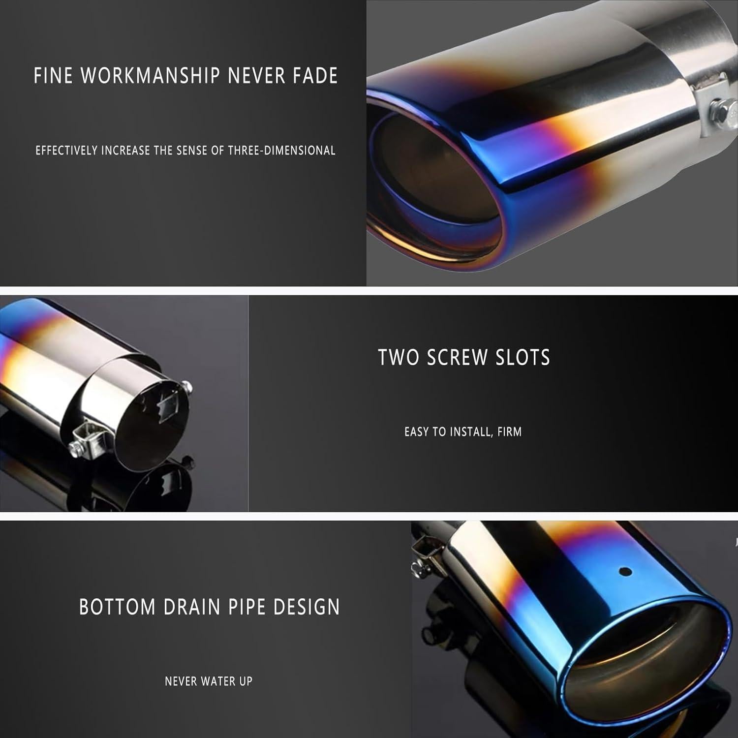 Punta de Escape Luminuti Acero Inoxidable 13.97 cm Azul