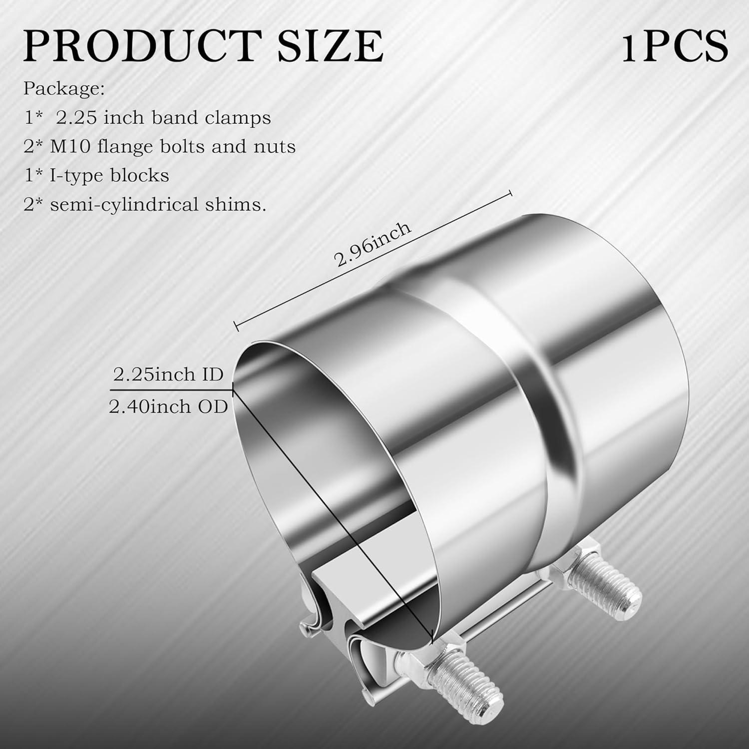 Abrazadera de escape CXCCOI 2.25" ID/OD Acero Inoxidable