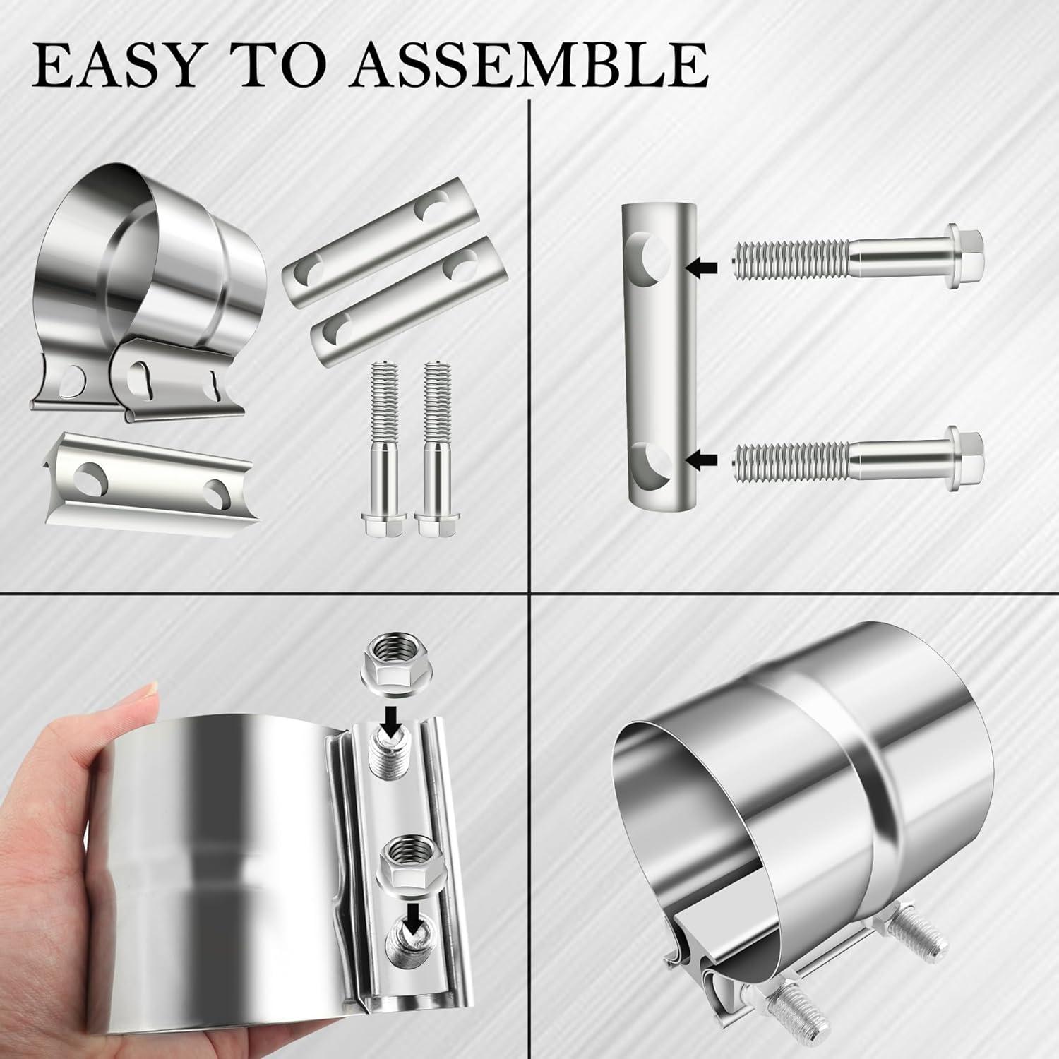 Abrazadera de escape CXCCOI 2.25" ID/OD Acero Inoxidable