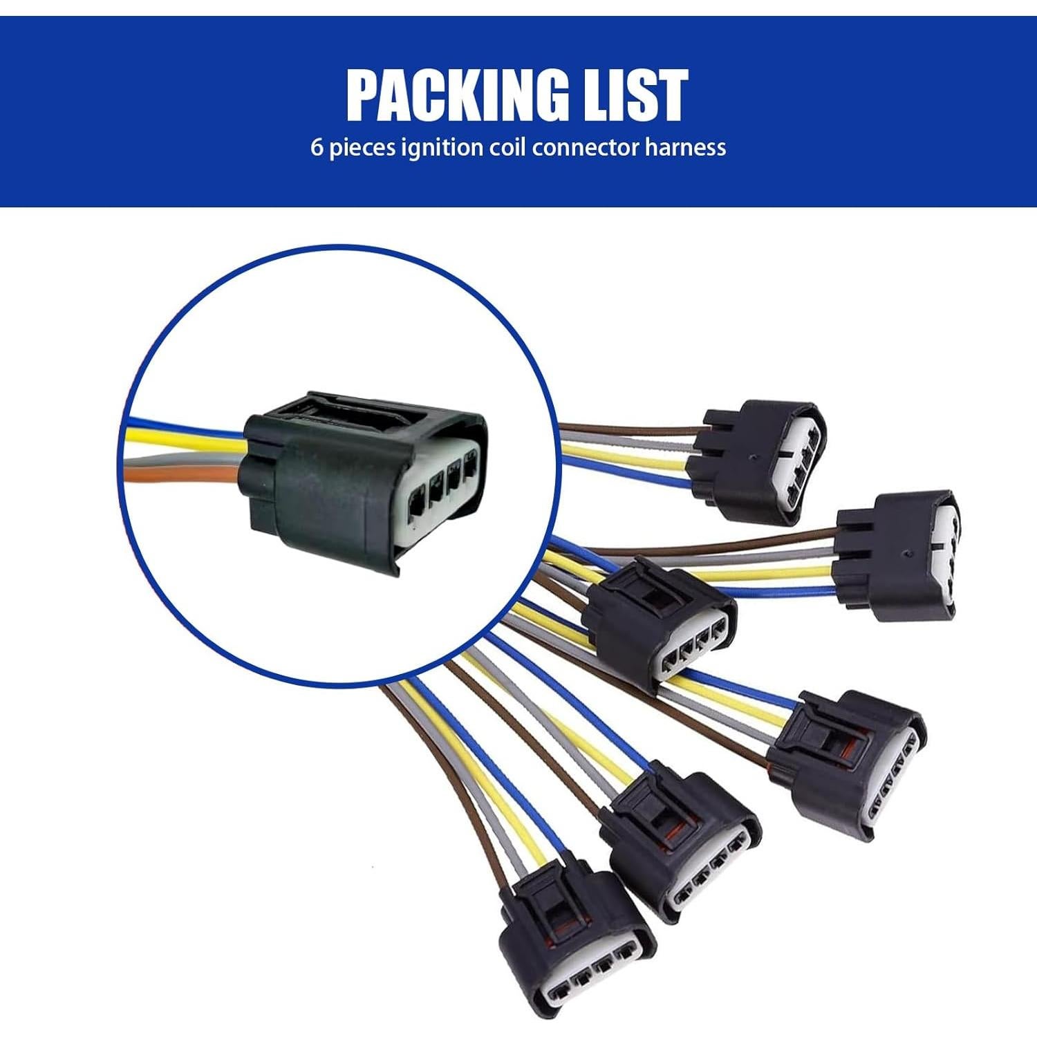 Pack de 6 Conectores de Bobina de Encendido Yumfugu YUMGYBZT601BL-6PS