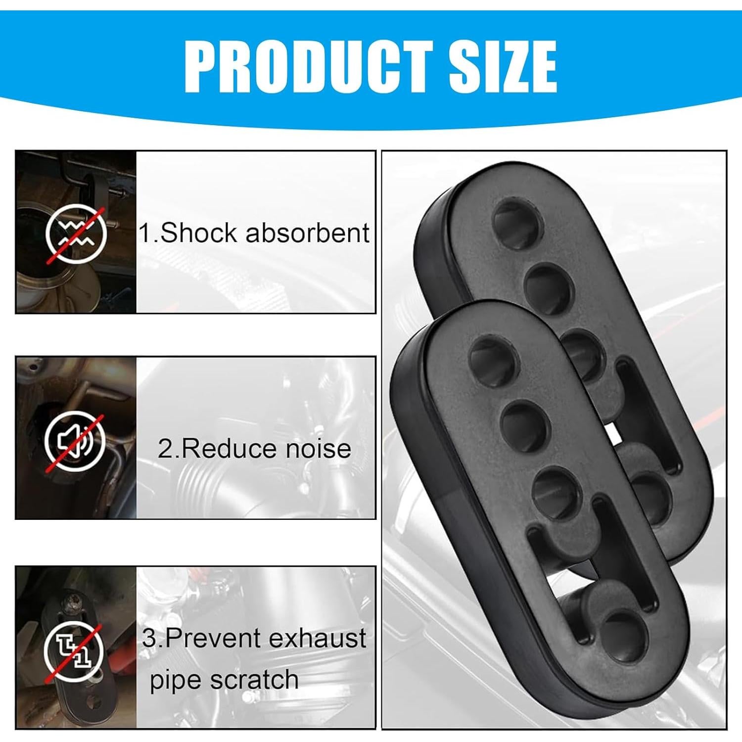 Soporte de Tubo de Escape Yumfugu 2 PCS Goma Ajustable 10.8 cm