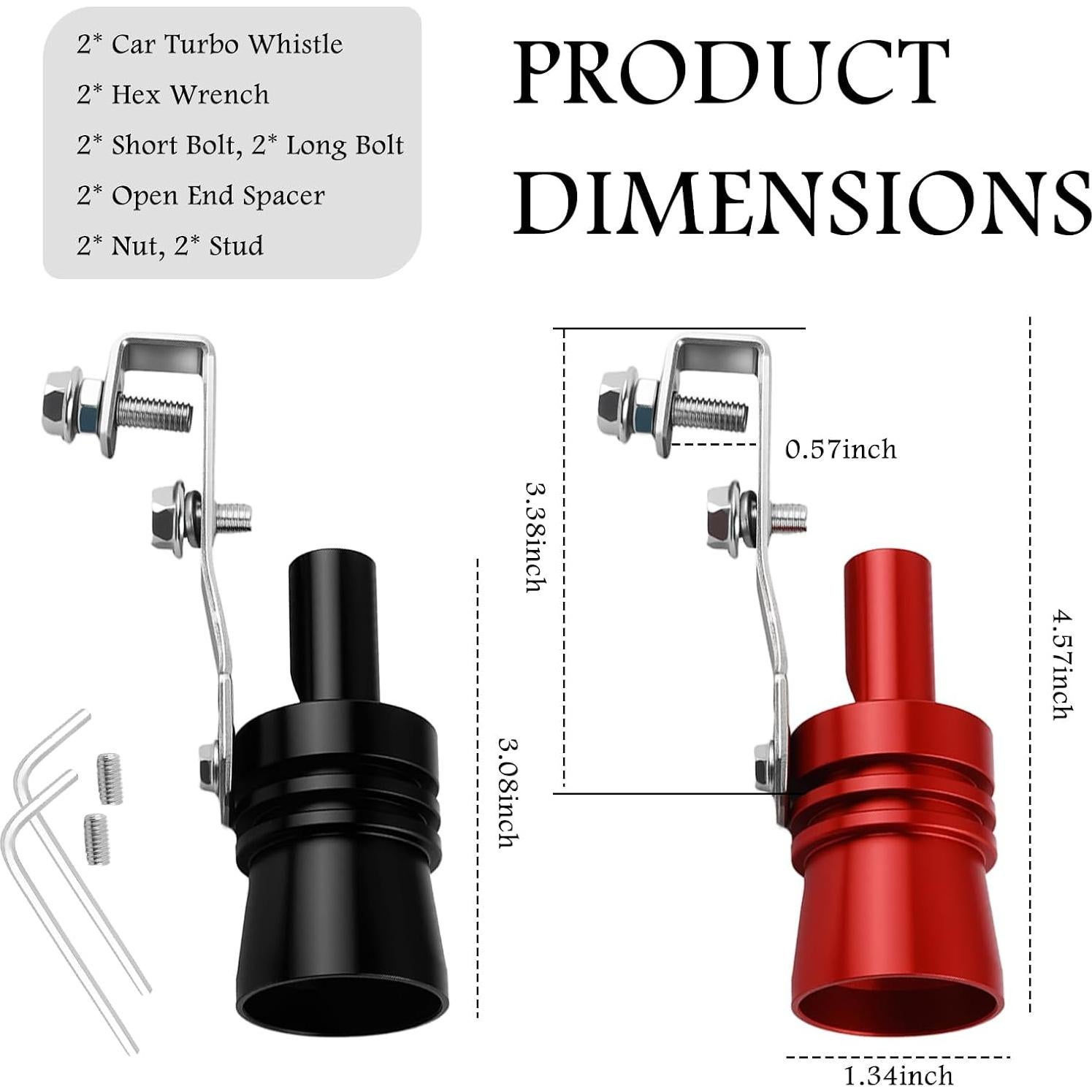 Silbato Turbo de Coche YGDMD 2PCS Aluminio Rojo y Negro