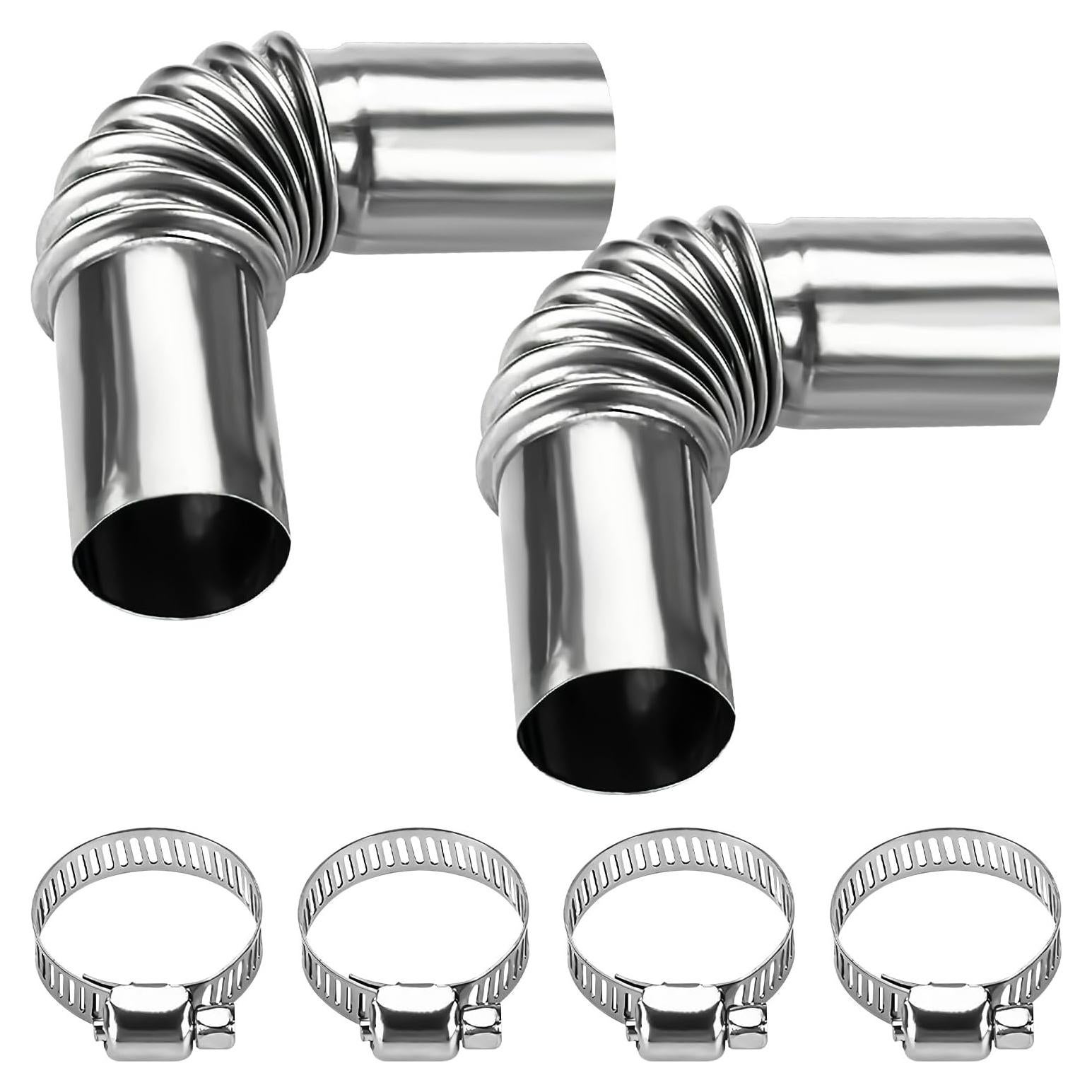 2 Tuberías de Escape Wogomz 24mm Acero Inoxidable con Abrazaderas