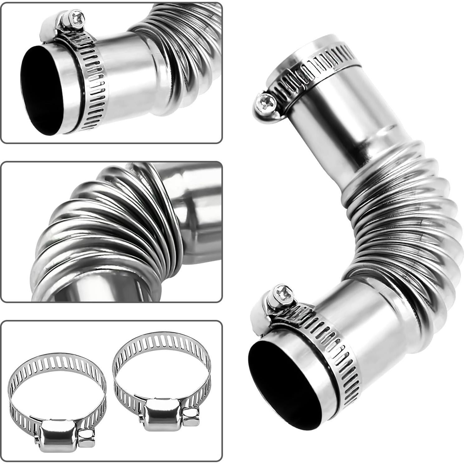 2 Tuberías de Escape Wogomz 24mm Acero Inoxidable con Abrazaderas