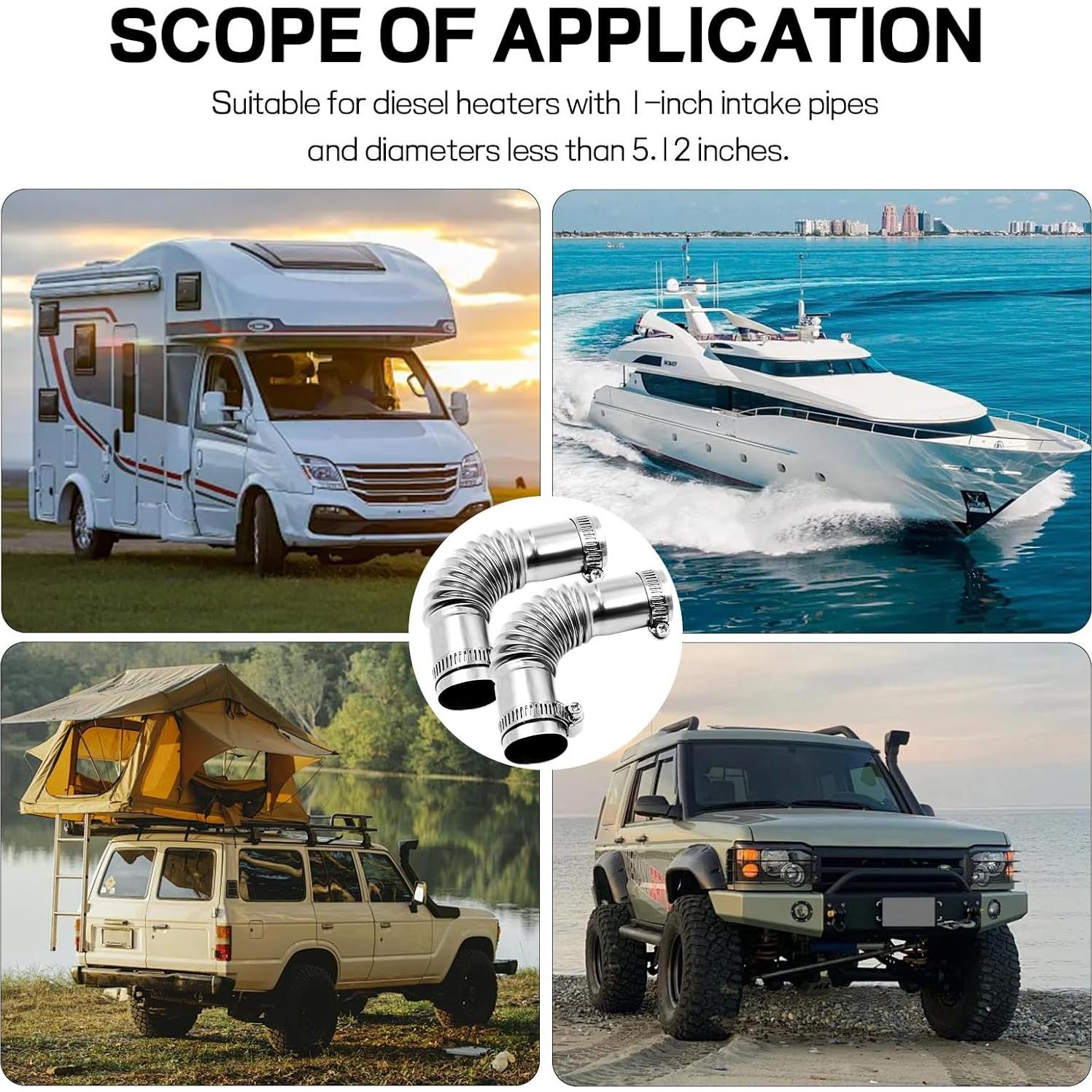 2 Tuberías de Escape Wogomz 24mm Acero Inoxidable con Abrazaderas