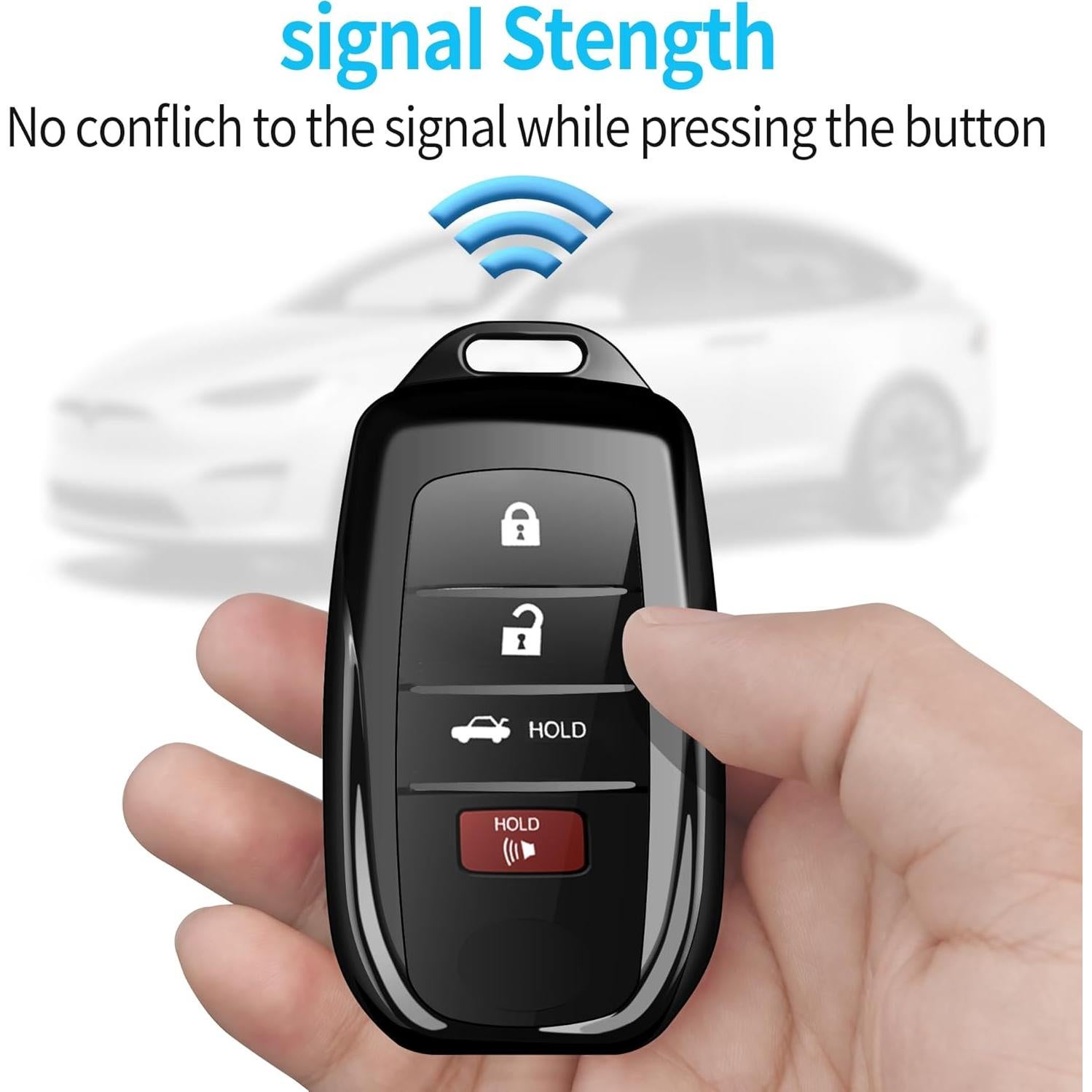 Funda de Llave Suave Tukellen para Toyota 2019-2025 - Negro