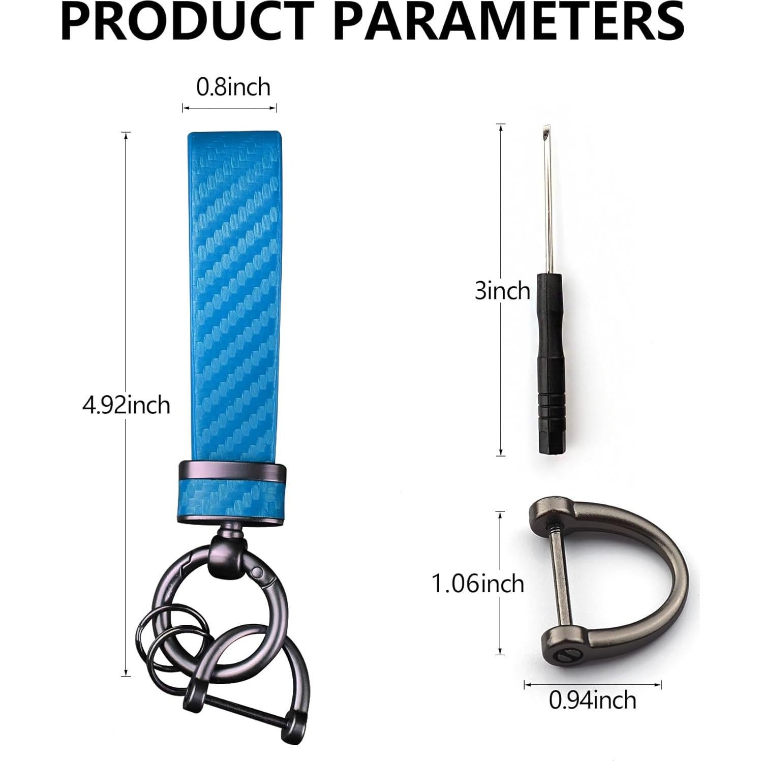 Llavero de coche Turcee de cuero y fibra de carbono azul