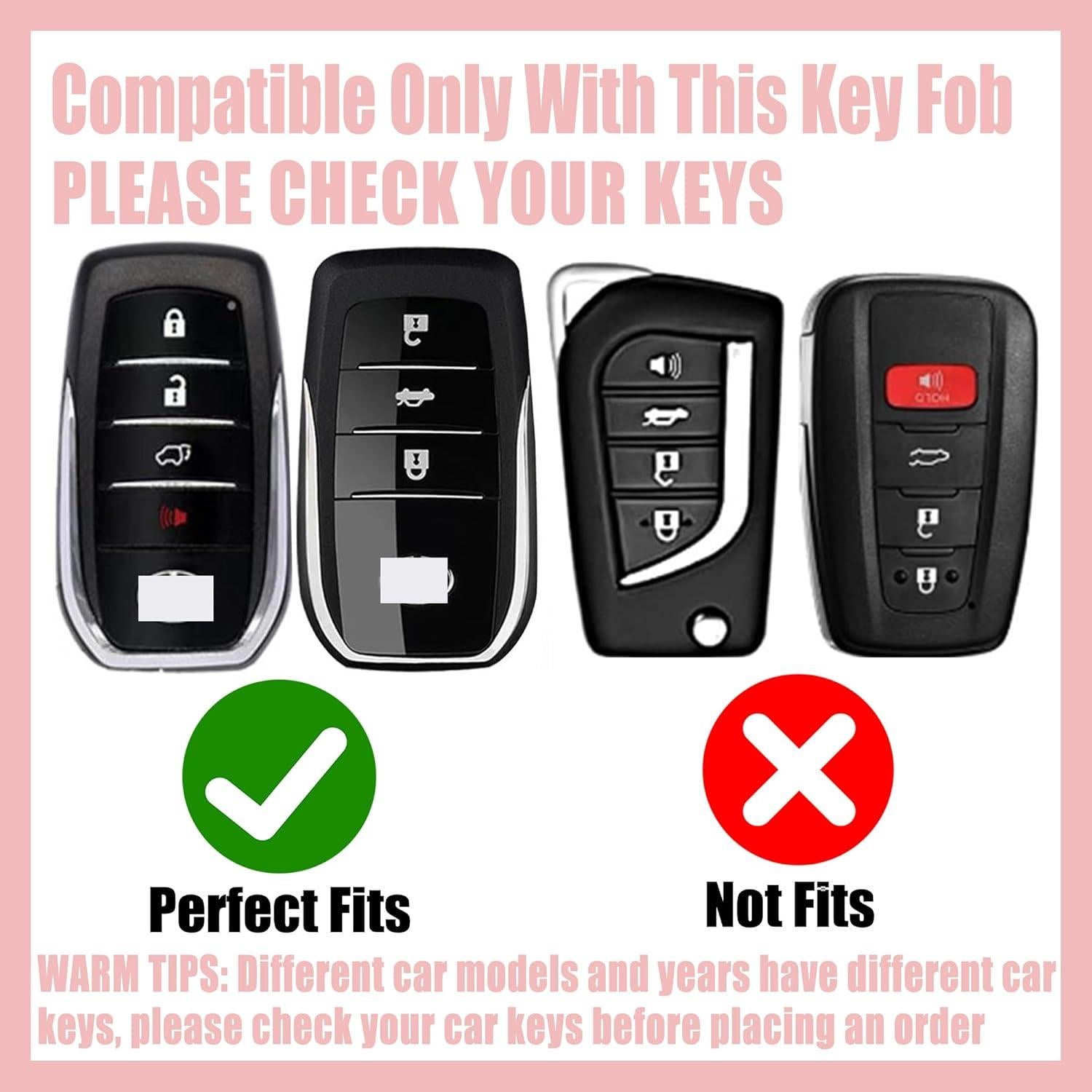 Cubierta de llavero Rayslesan para Toyota 4 botones dorado rojo